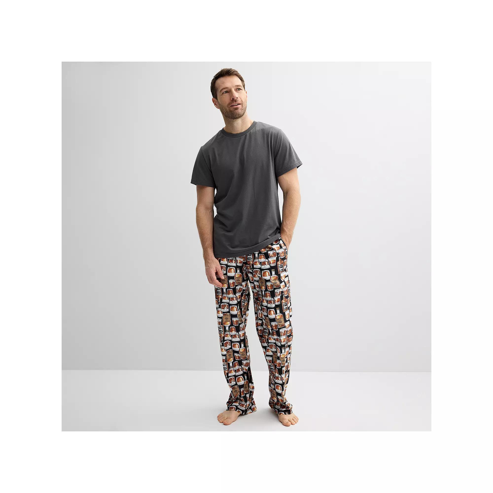 Mens PJs + PANCAKES Pajama T-Shirt & Bottle Print Pajama Pants Set Product Image