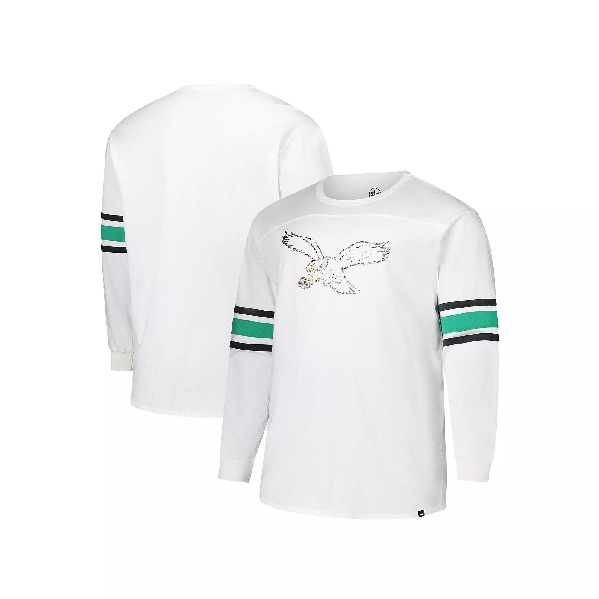 Men's '47 White Philadelphia Eagles Big & Tall Premier Brex Long Sleeve T-Shirt,  Product Image