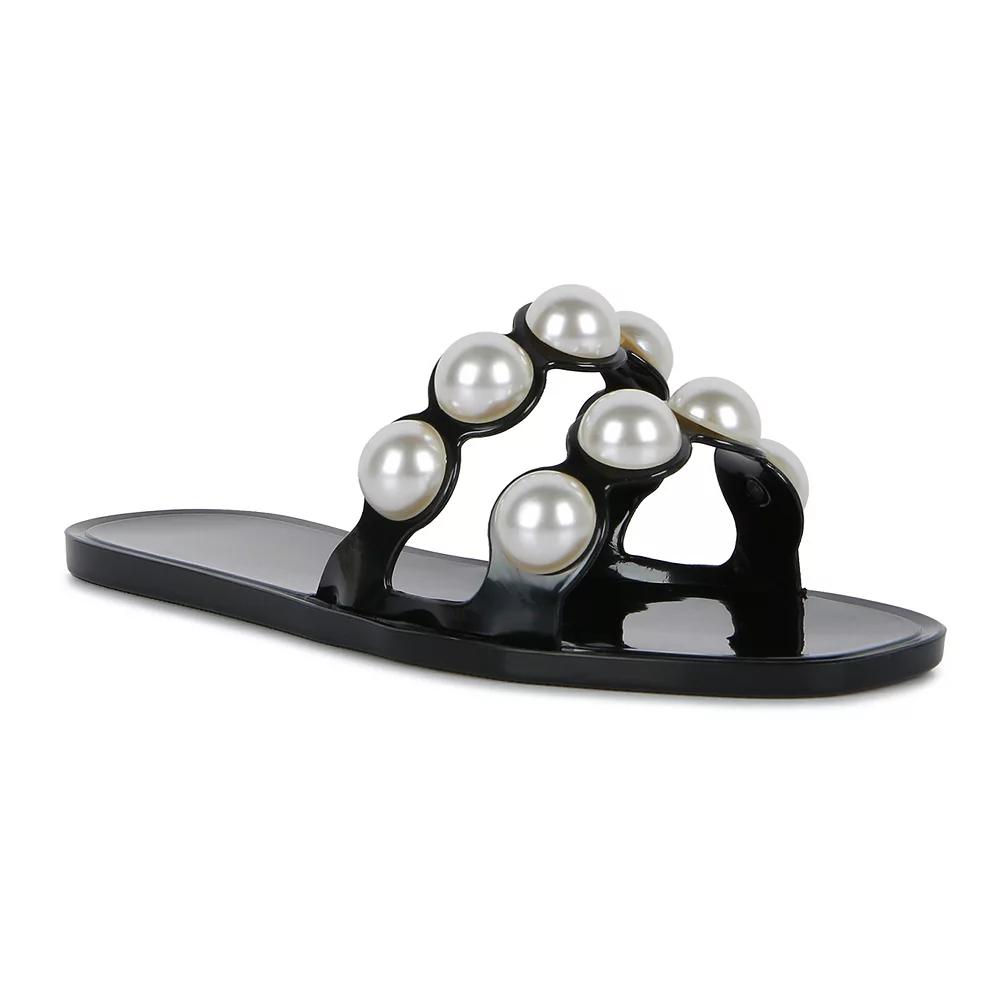 London Rag Pearla Women's Jelly Slide Sandals, Size: 7, Black Product Image