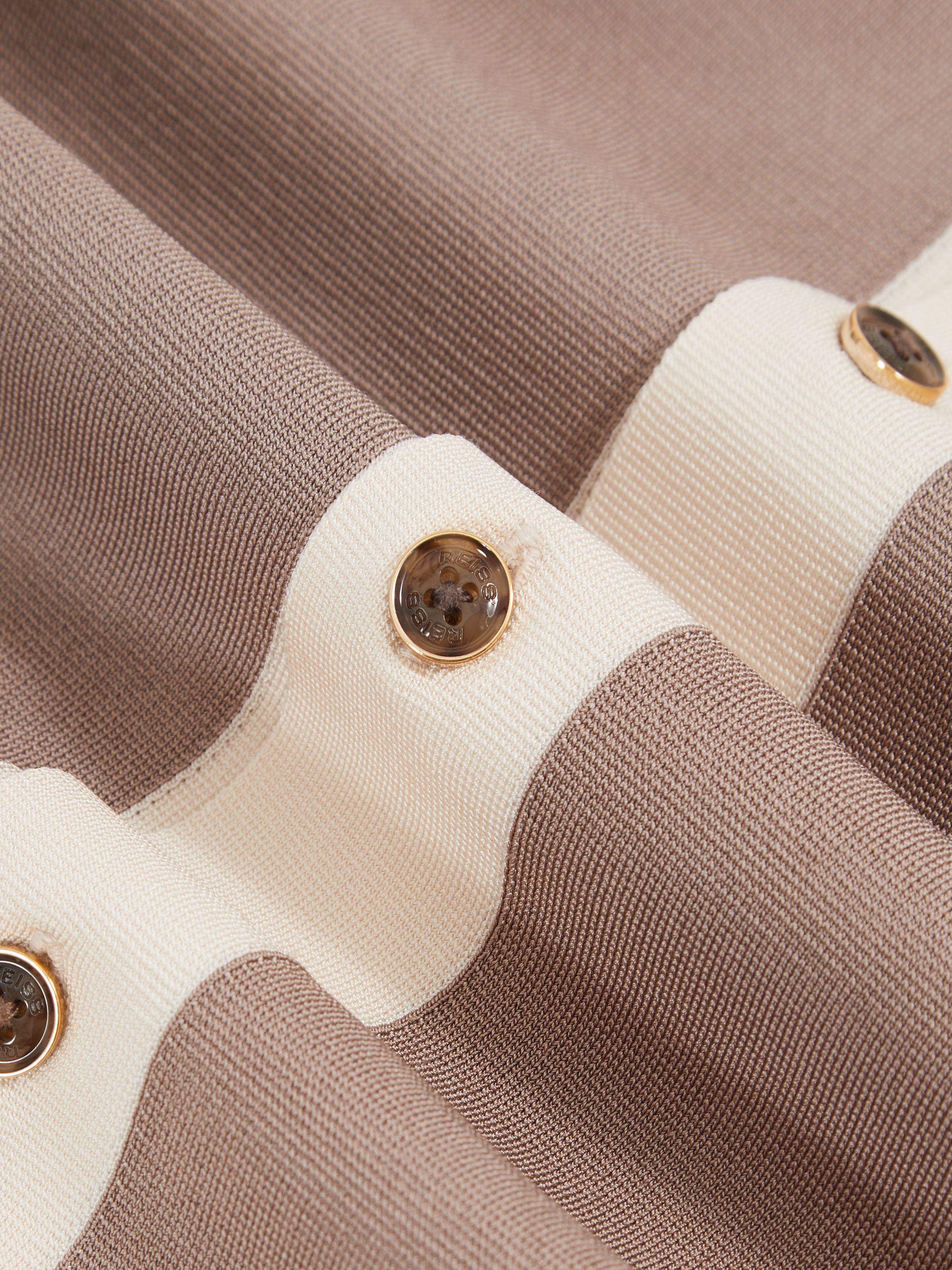 Colour-Block Cuban-Collar Knit Shirt in Taupe Brown/Light Stone Product Image