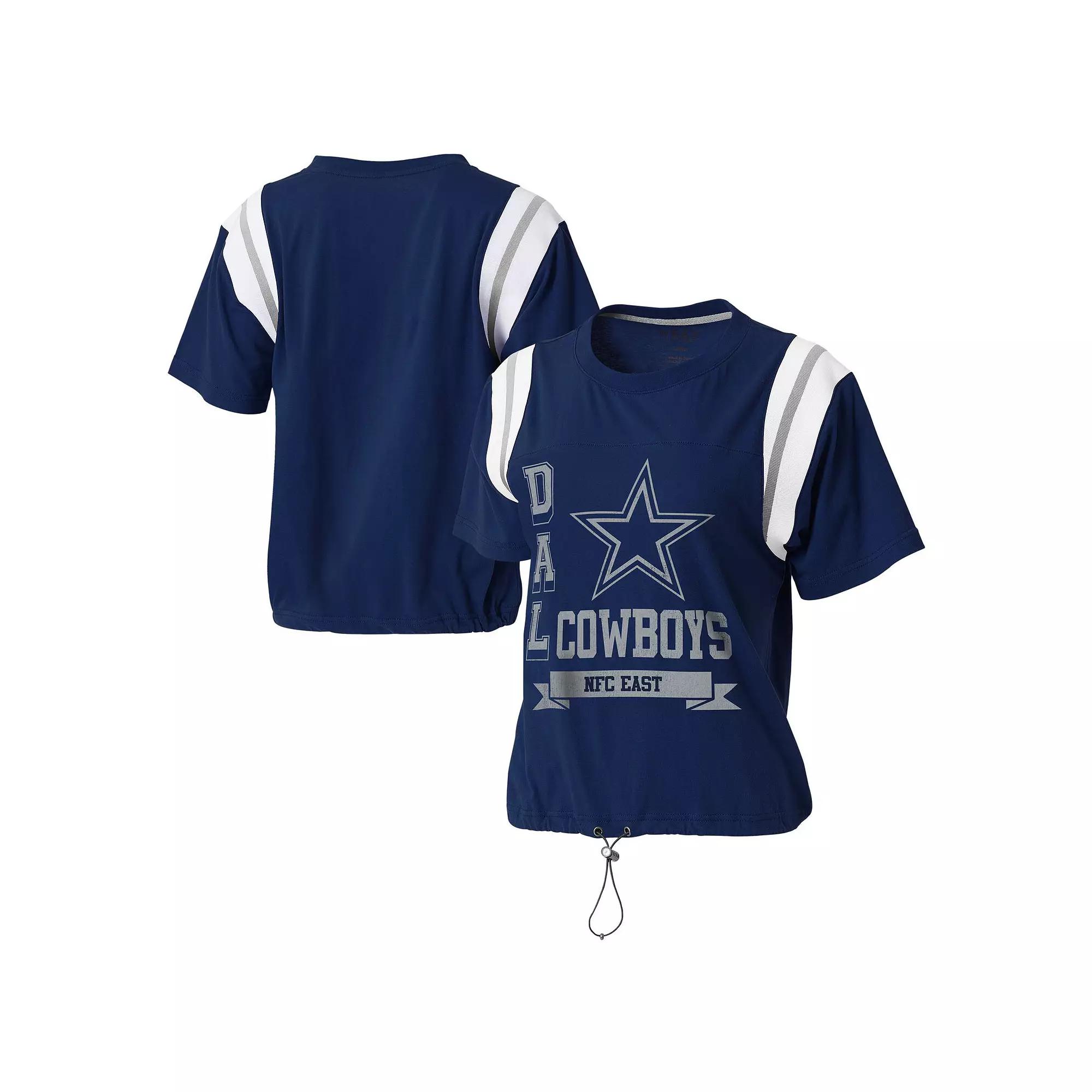Women's WEAR by Erin Andrews Navy Dallas Cowboys Cinched Colorblock T-Shirt,  Product Image