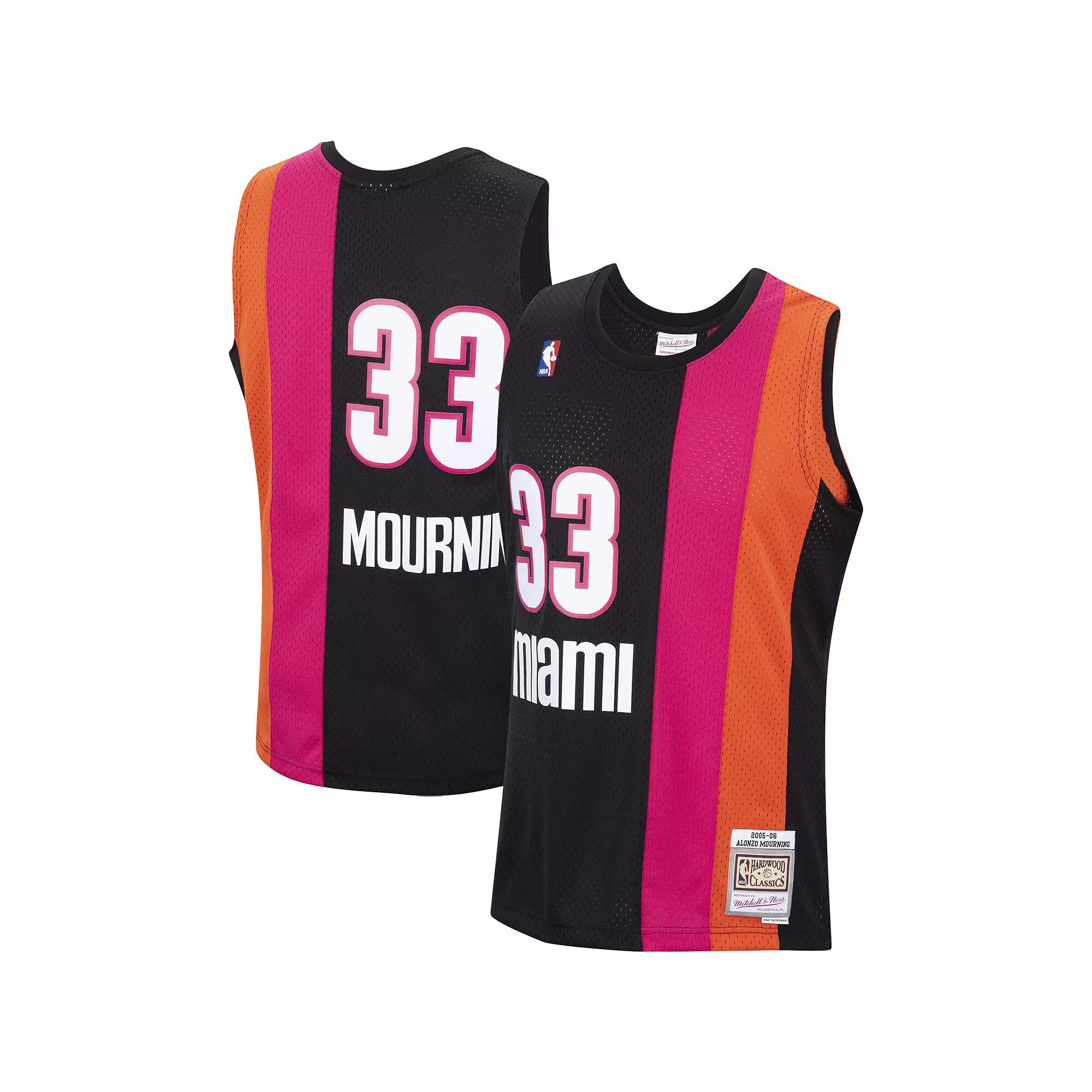 Men's Mitchell & Ness Alonzo Mourning Black Miami Heat 2005-06 Hardwood Classics Swingman Jersey, Size: Small Product Image