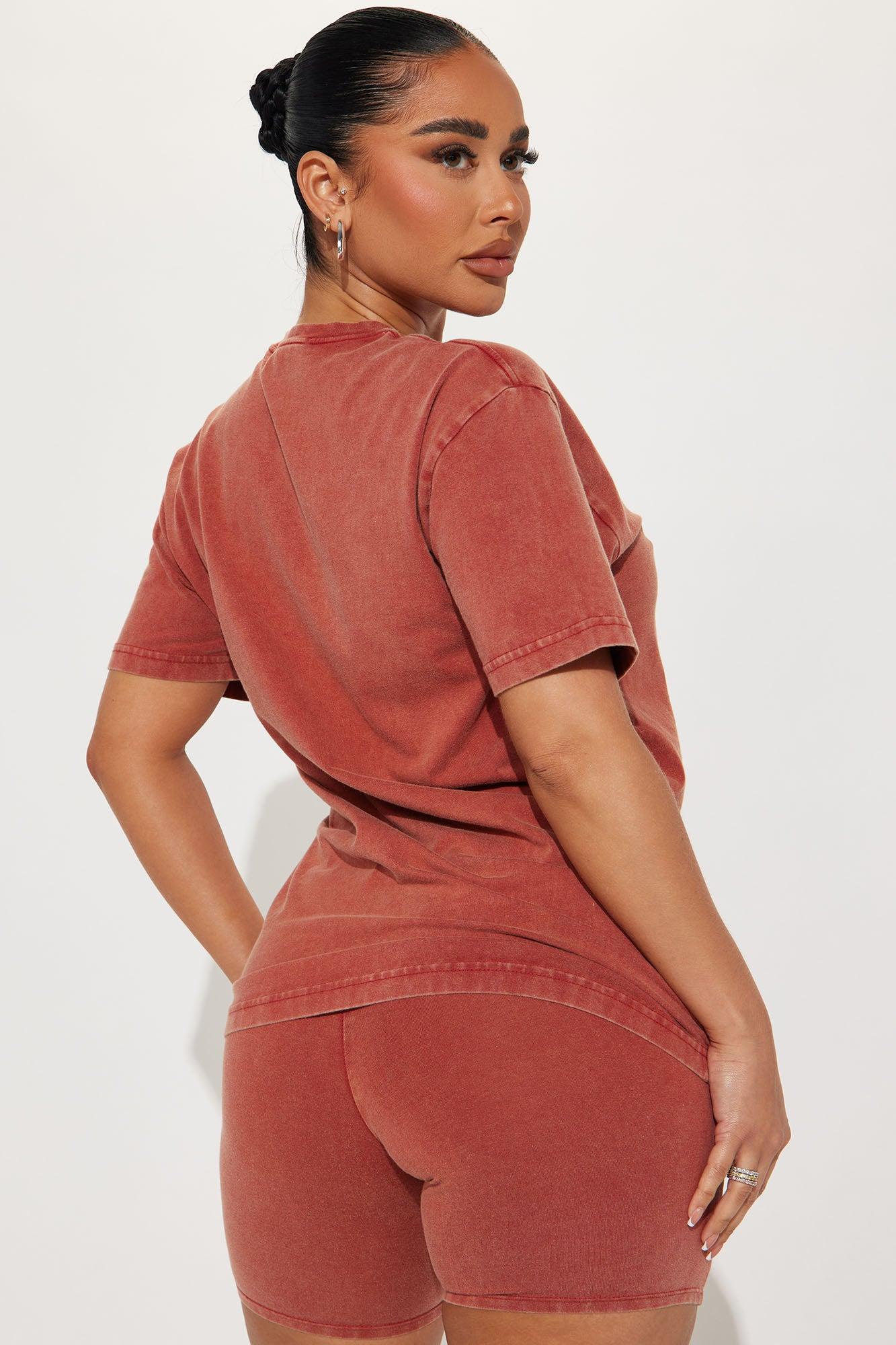 Stepping Out Mineral Wash Short Set - Rust Product Image