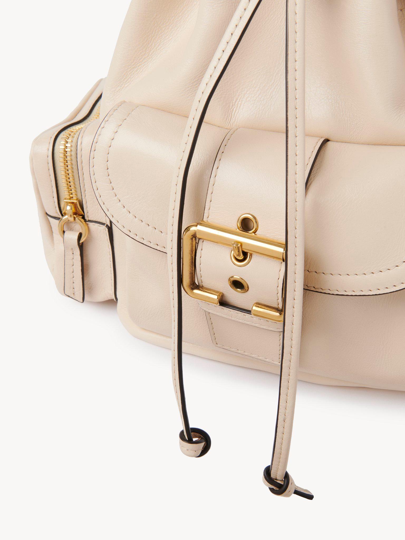 Camera Bucket bag in shiny leather Product Image