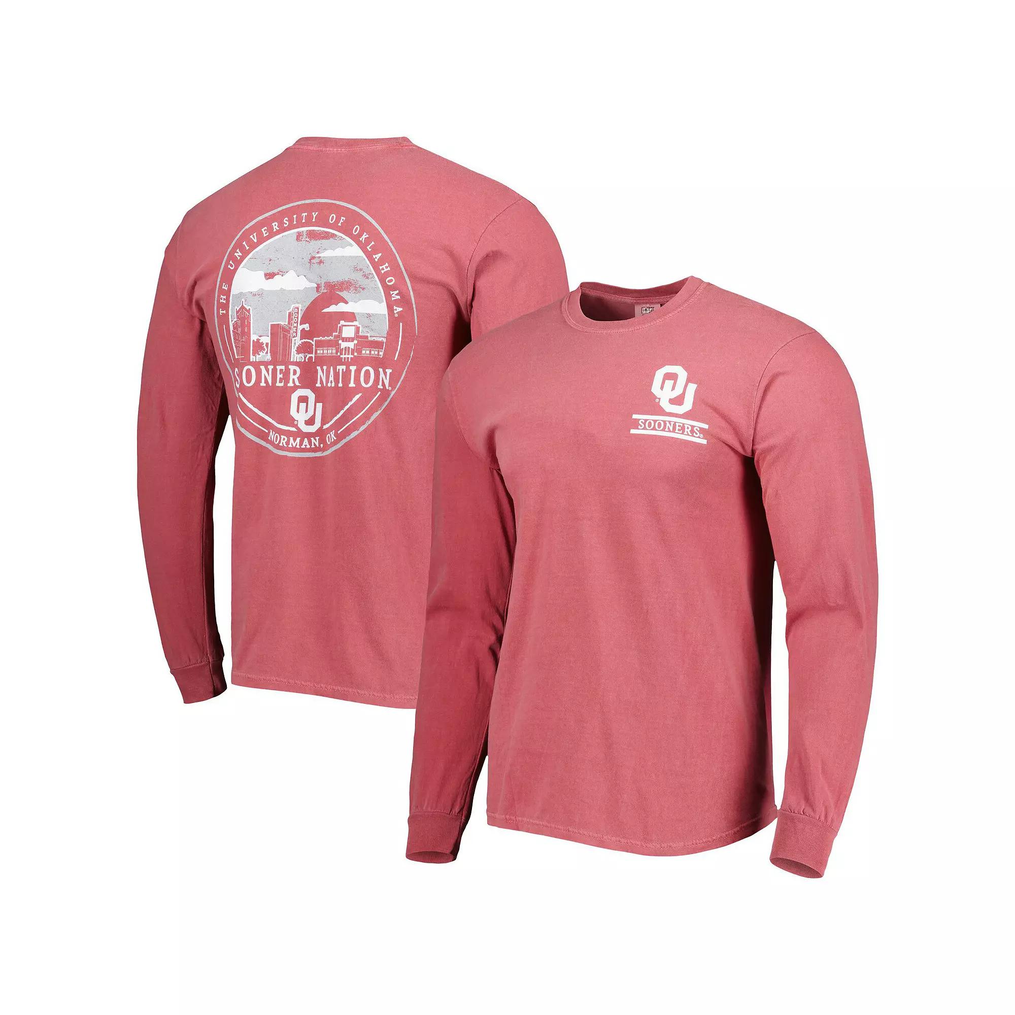 Men's Crimson Oklahoma Sooners Circle Campus Scene Long Sleeve T-Shirt,  Product Image