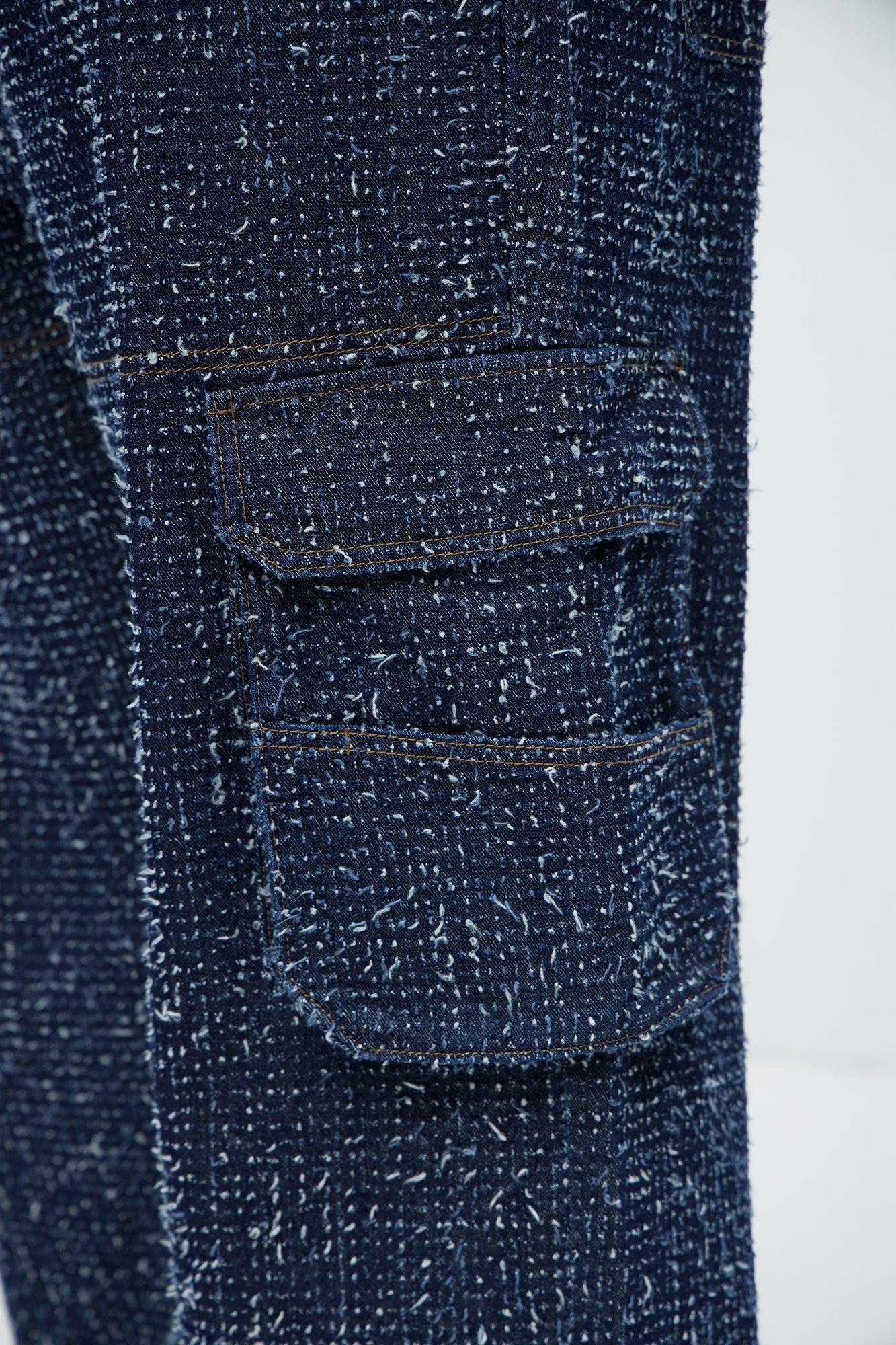 Unleaded Distressed Relaxed Cargo Jeans - Indigo Product Image