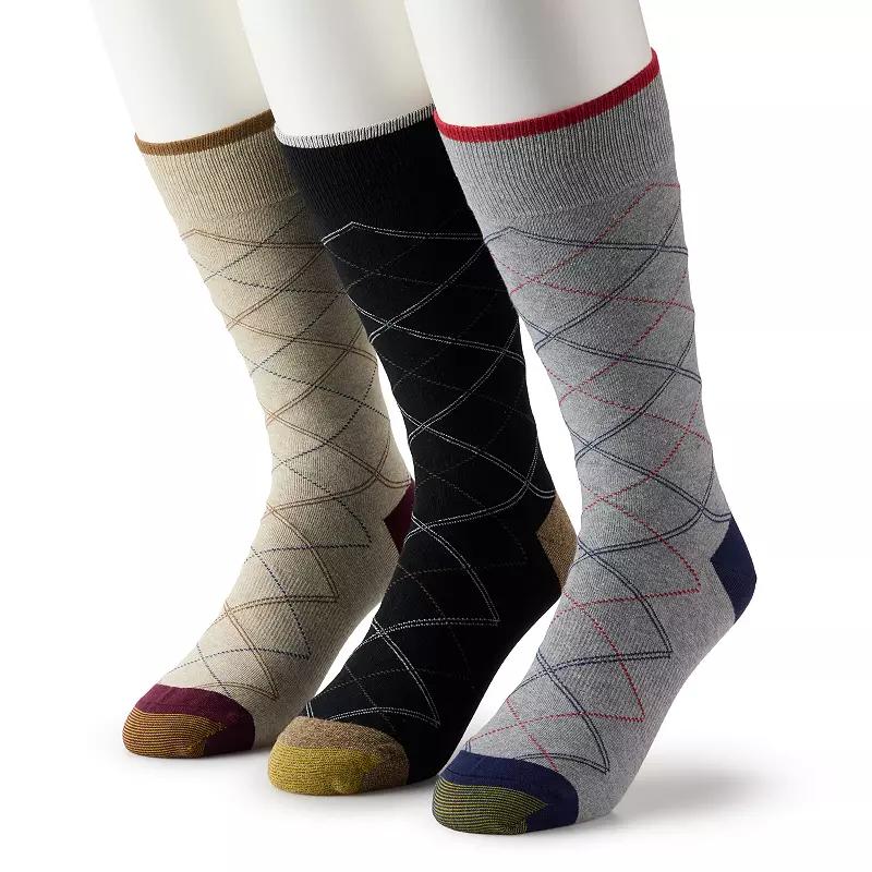 Mens GOLDTOE 3-pack Diamond Argyle Crew Socks, Mens Product Image