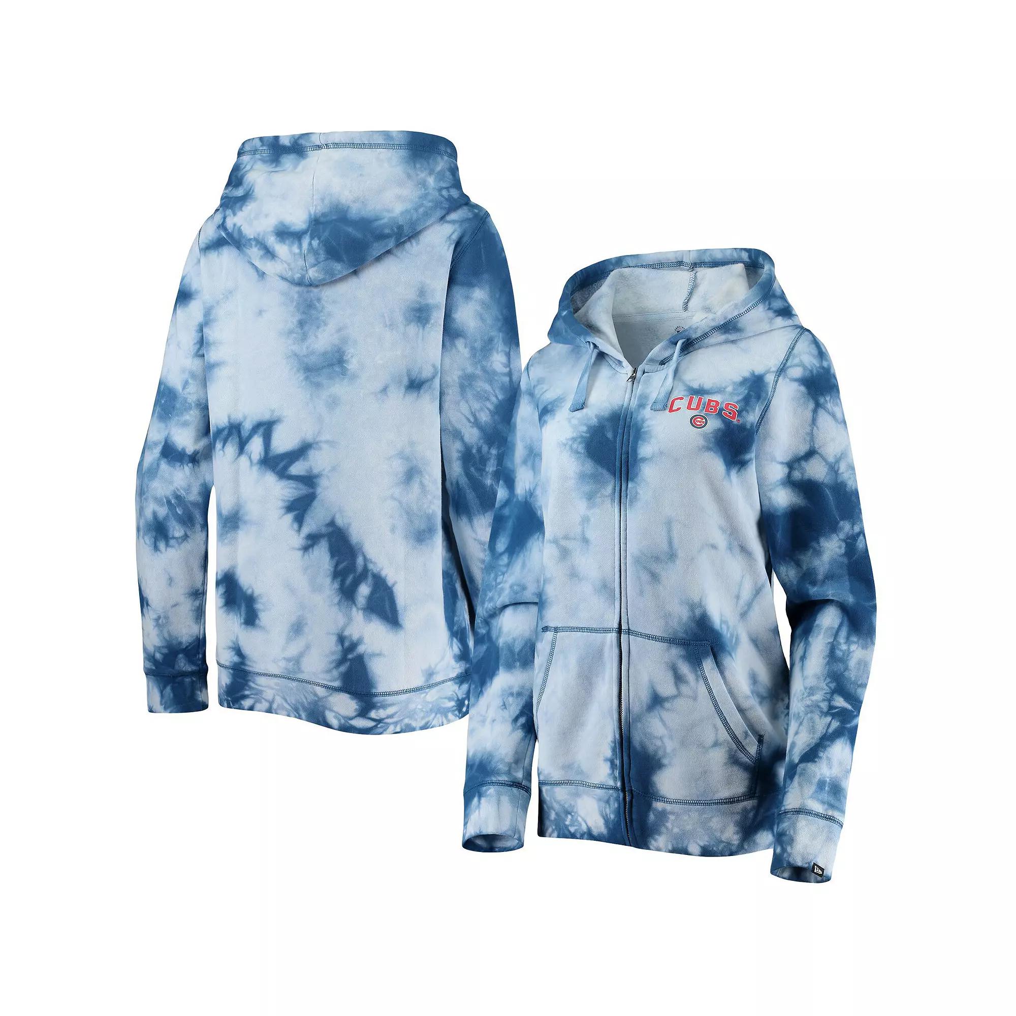 Women's New Era Royal Chicago Cubs Tie-Dye Full-Zip Hoodie, Size: XS, Blue Product Image