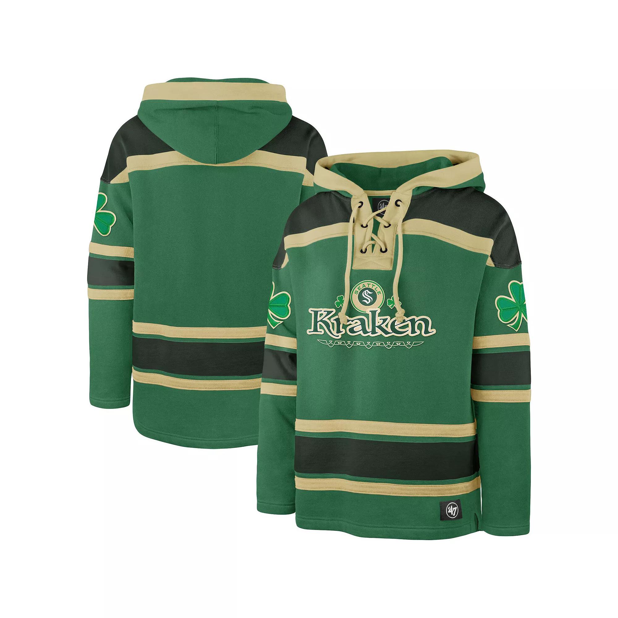 Men's '47 Kelly Green Seattle Kraken St. Patrick's Day McLucky Superior Lacer Pullover Hoodie,  Product Image