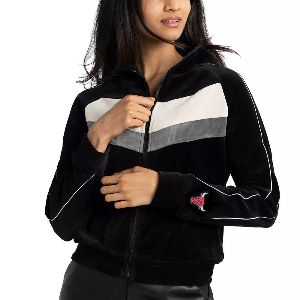 Women's Lusso Black Chicago Bulls Nixie Chevron Color-Block Raglan Full-Zip Track Jacket,  Product Image