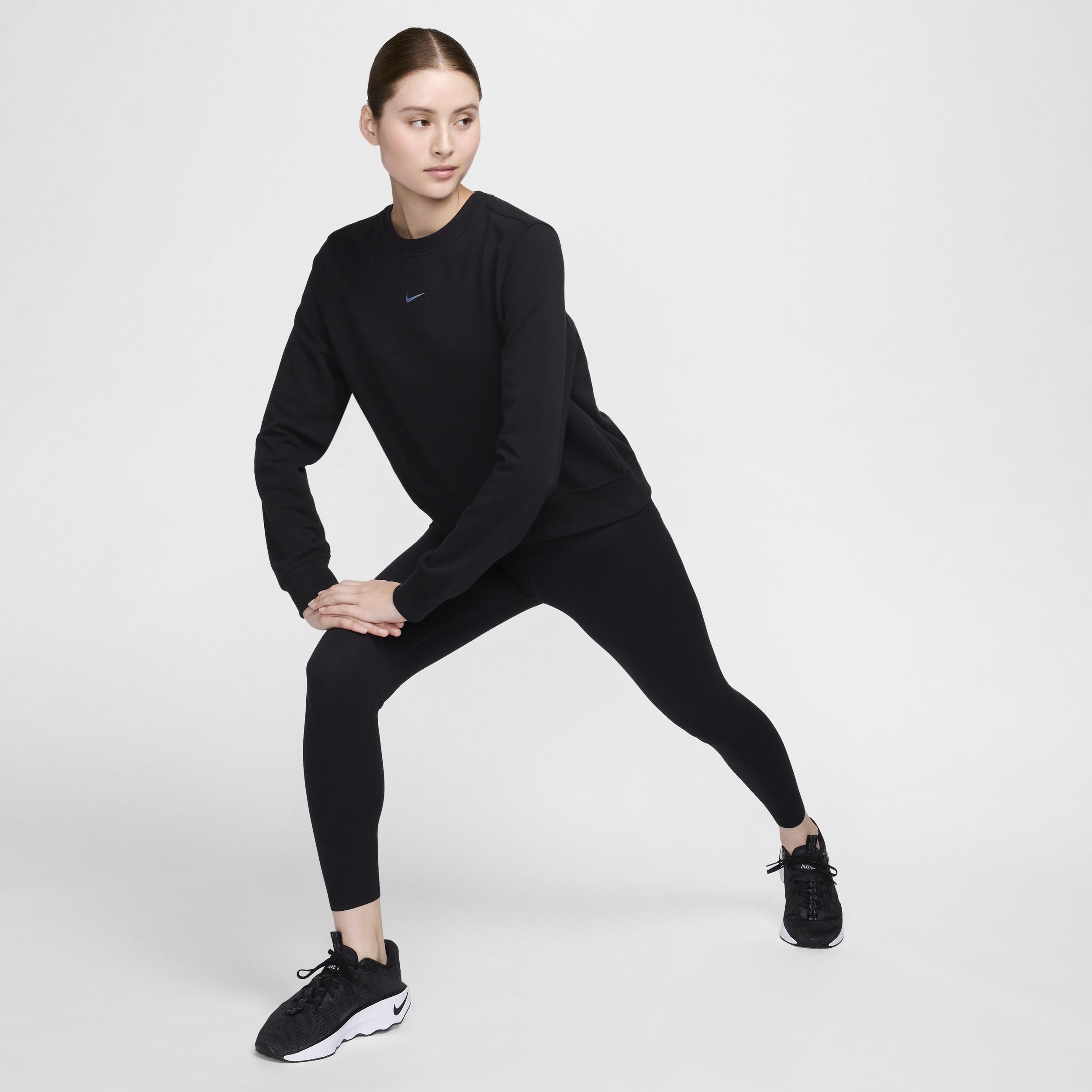 Nike Womens Dri-FIT One Crew-Neck French Terry Sweatshirt | FB5125-010 Product Image