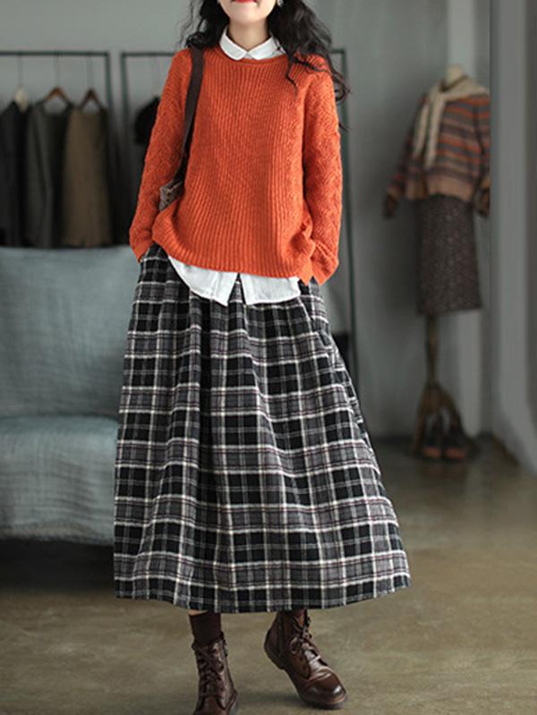 Artistic Retro Plaid A-Line Skirt Product Image