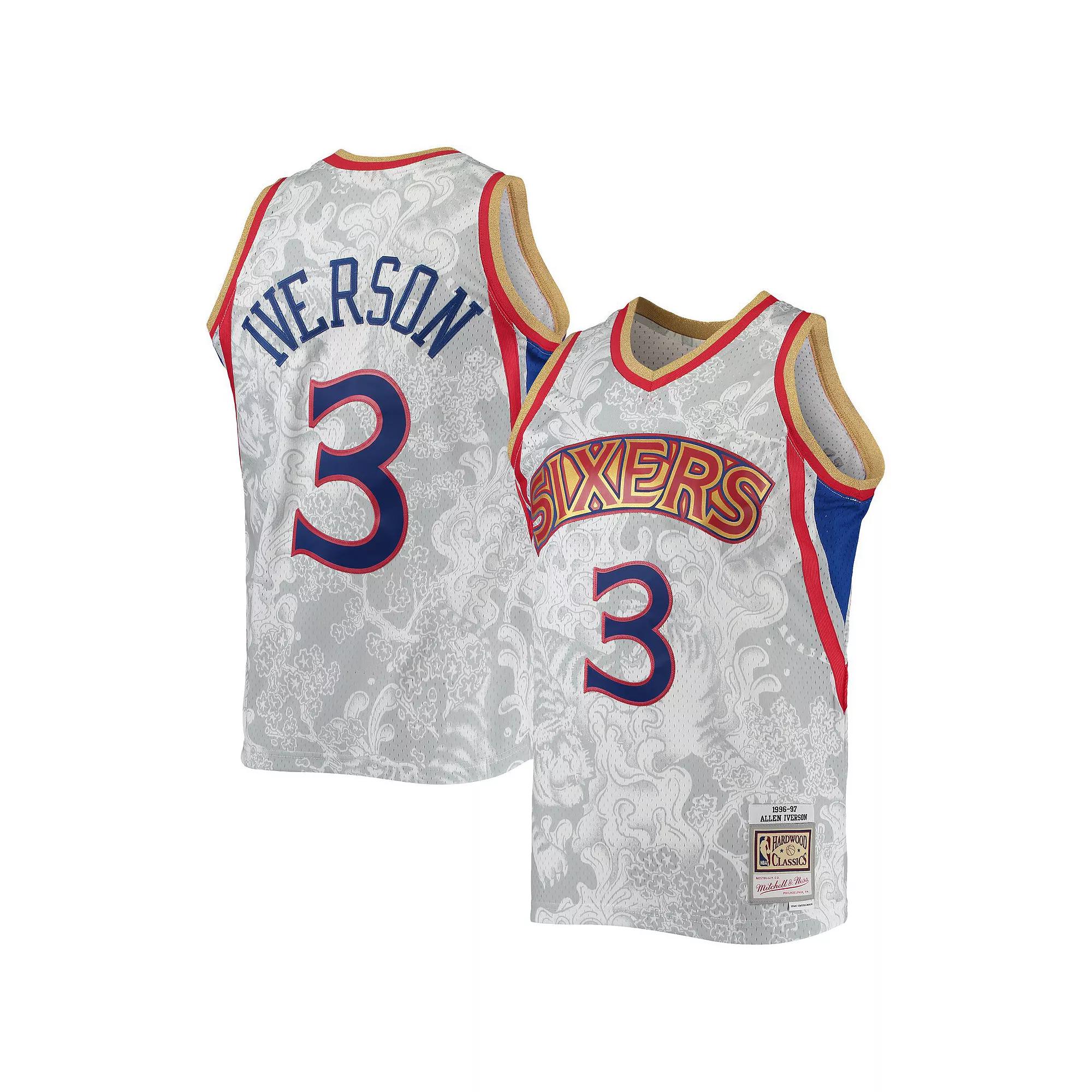 Men's Mitchell & Ness Allen Iverson White Philadelphia 76ers Hardwood Classics 1996/97 Lunar New Year Swingman Jersey, Size: Small, 76r White Product Image
