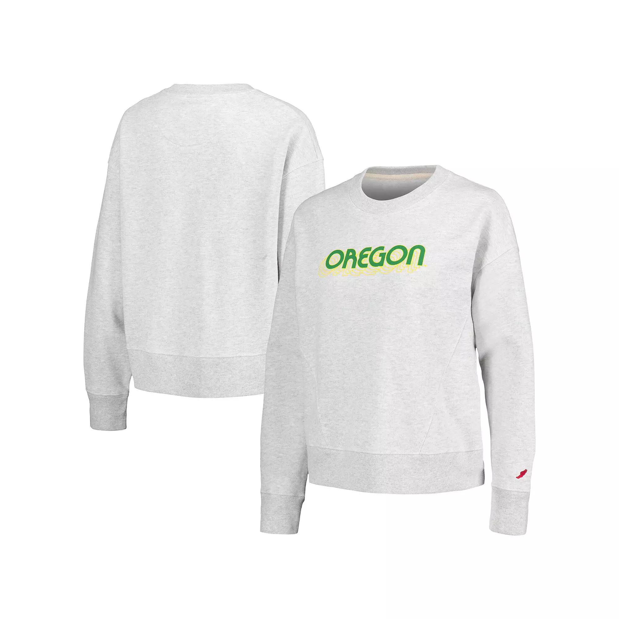 Women's League Collegiate Wear Ash Oregon Ducks Boxy Pullover Sweatshirt,  Product Image