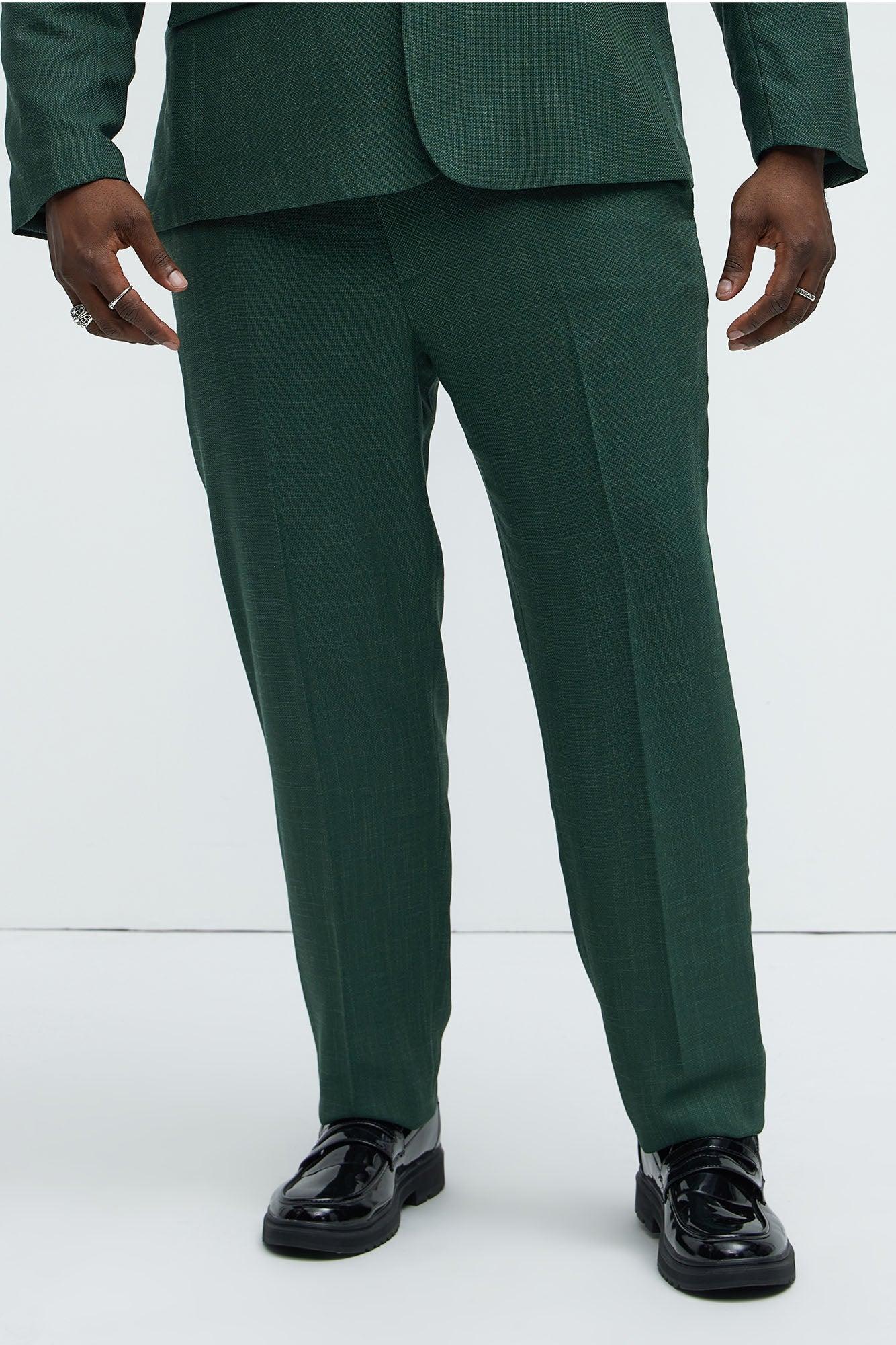 Shepton Solid Texture Slim Trousers - Green Product Image