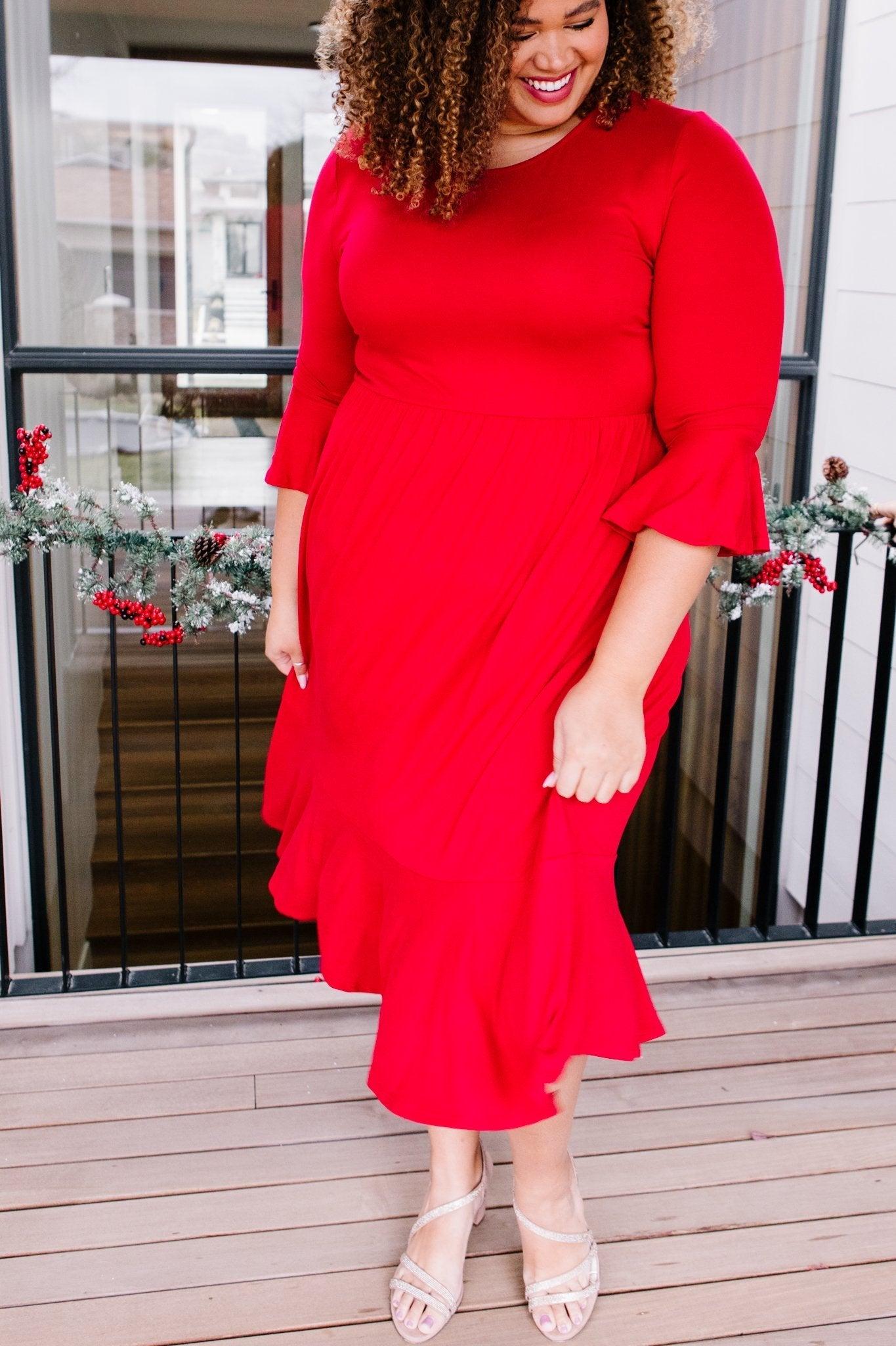 Cloudy Skies Dress in Crimson (Online Exclusive) Product Image