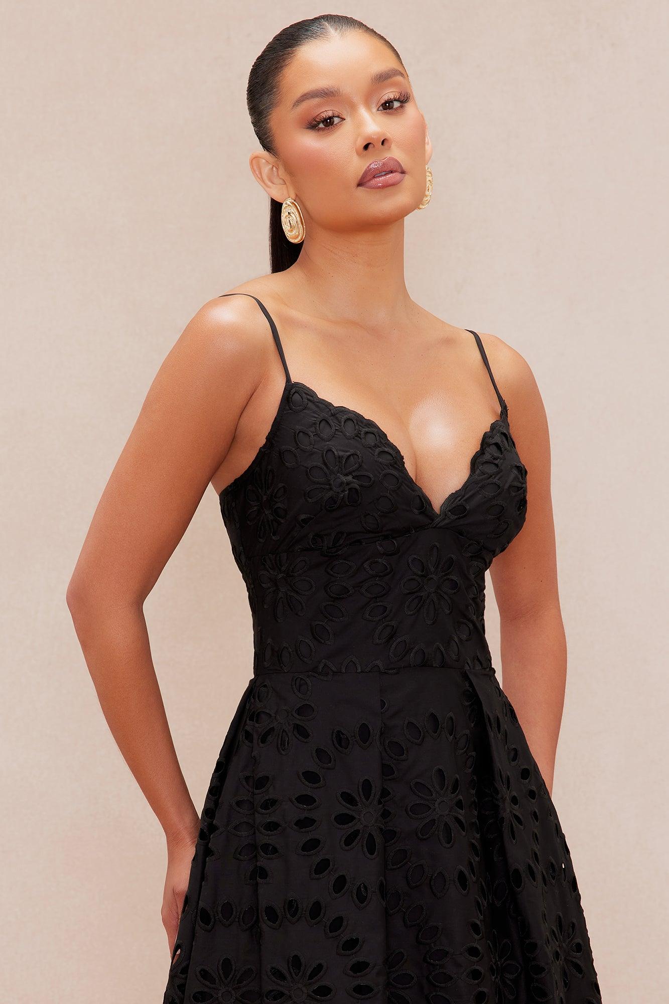 Isla Eyelet Maxi Dress - Black Product Image