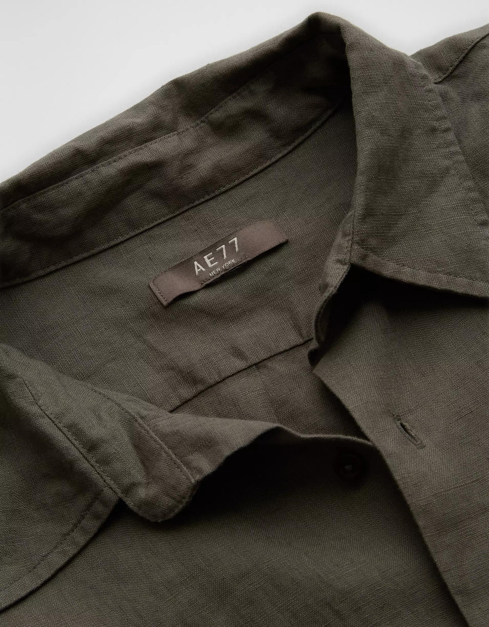 AE77 Premium Relaxed Linen Button-Up Shirt Product Image