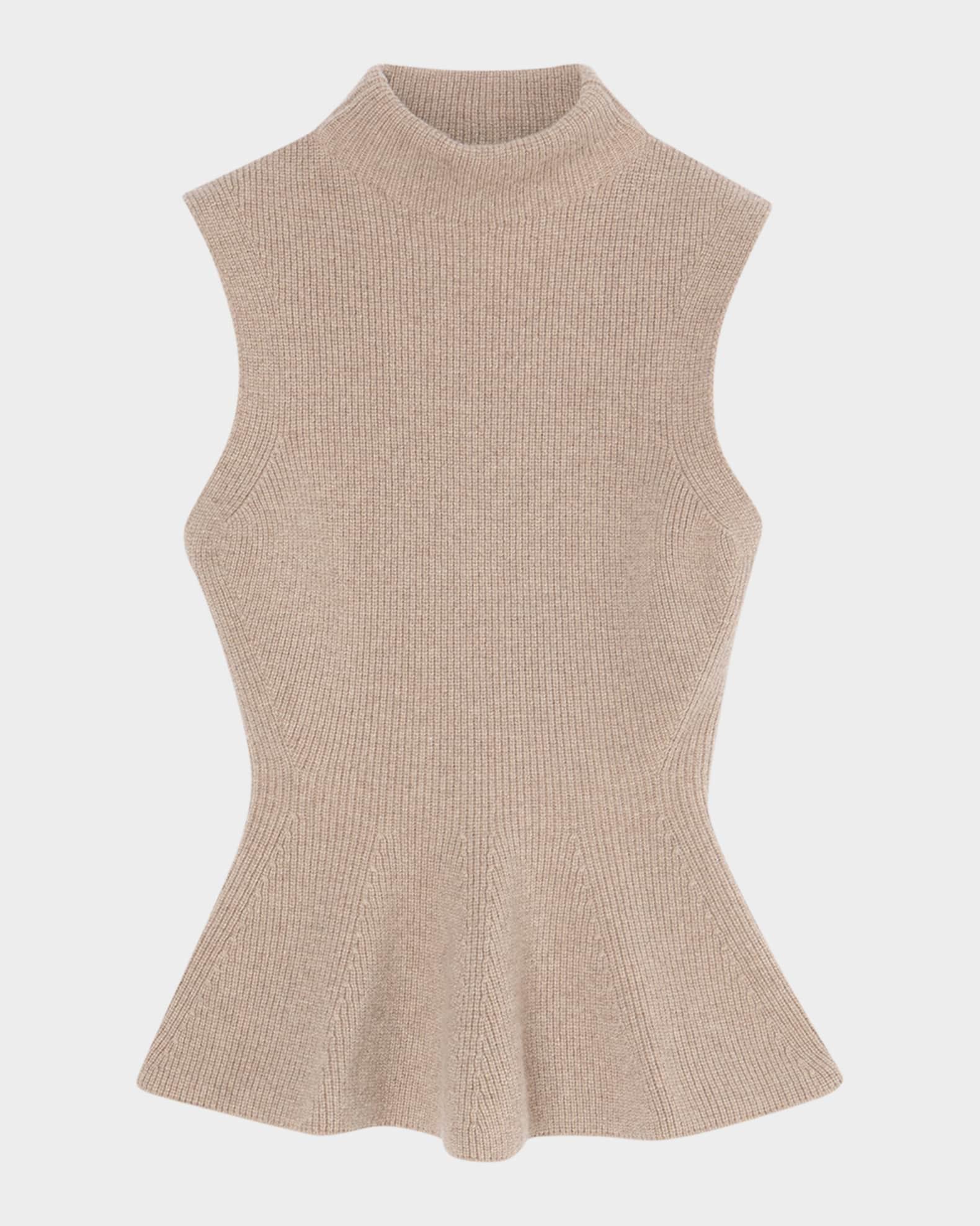 Sleeveless Wool-Cashmere Peplum Sweater  Product Image