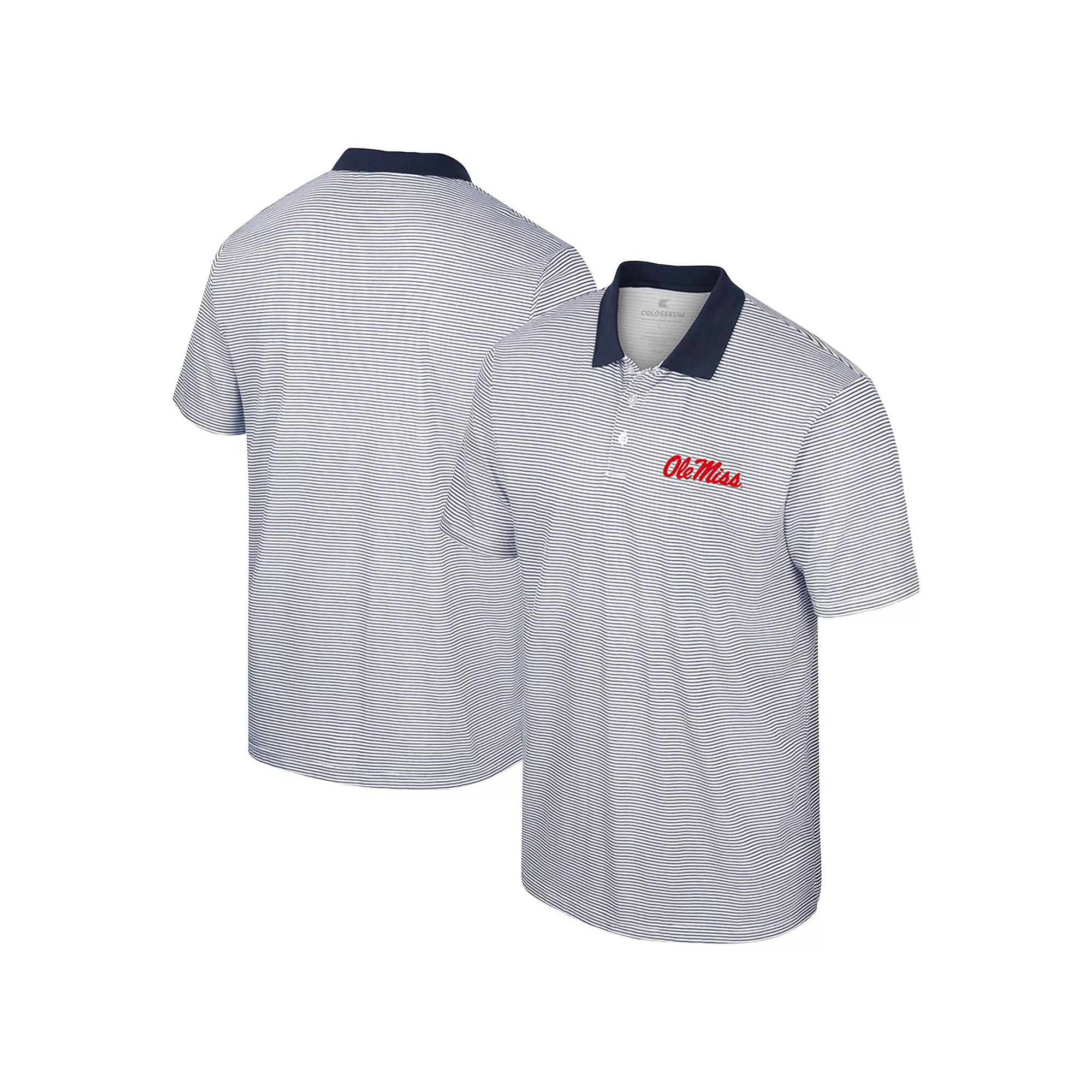 Men's Colosseum Navy Ole Miss Rebels Tuck Striped Polo Shirt, Size: XXL, Blue Product Image