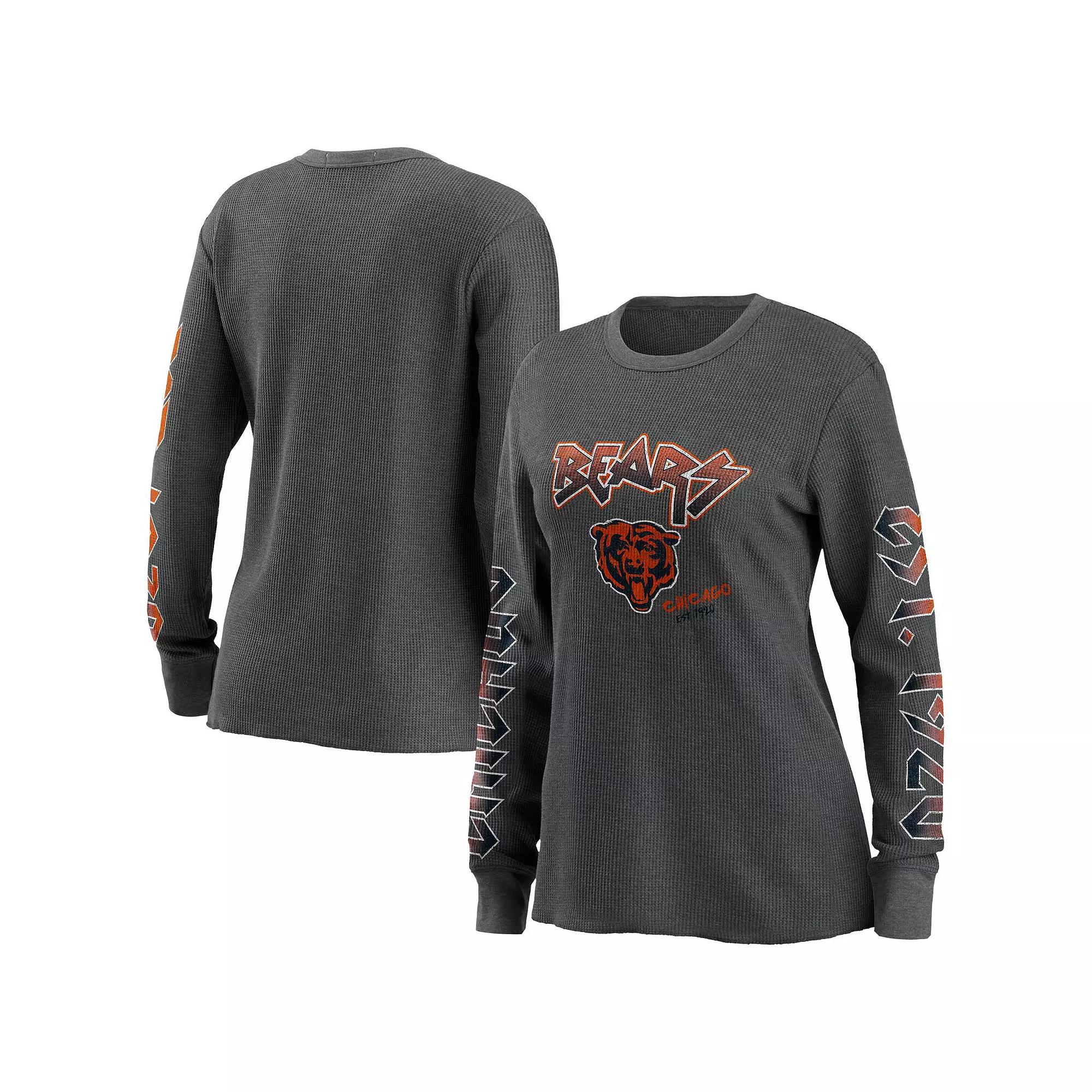 Women's WEAR by Erin Andrews Gray Chicago Bears Long Sleeve Thermal T-Shirt,  Product Image