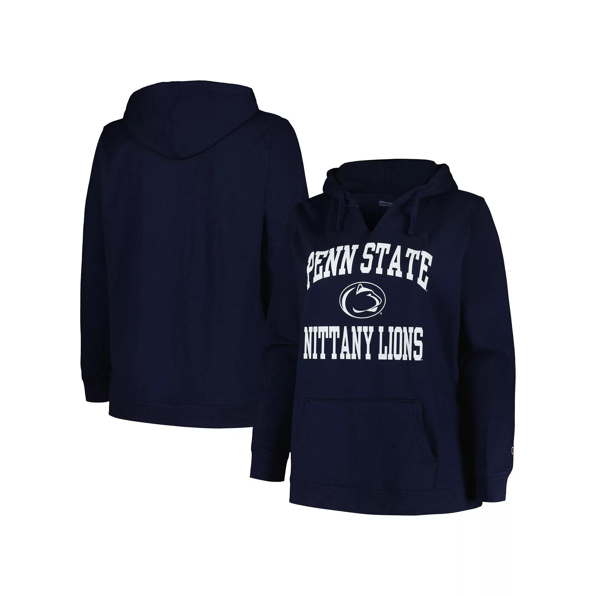 Women's Champion Navy Penn State Nittany Lions Plus Size Heart & Soul Notch Neck Pullover, Size: 1XL, Blue Product Image