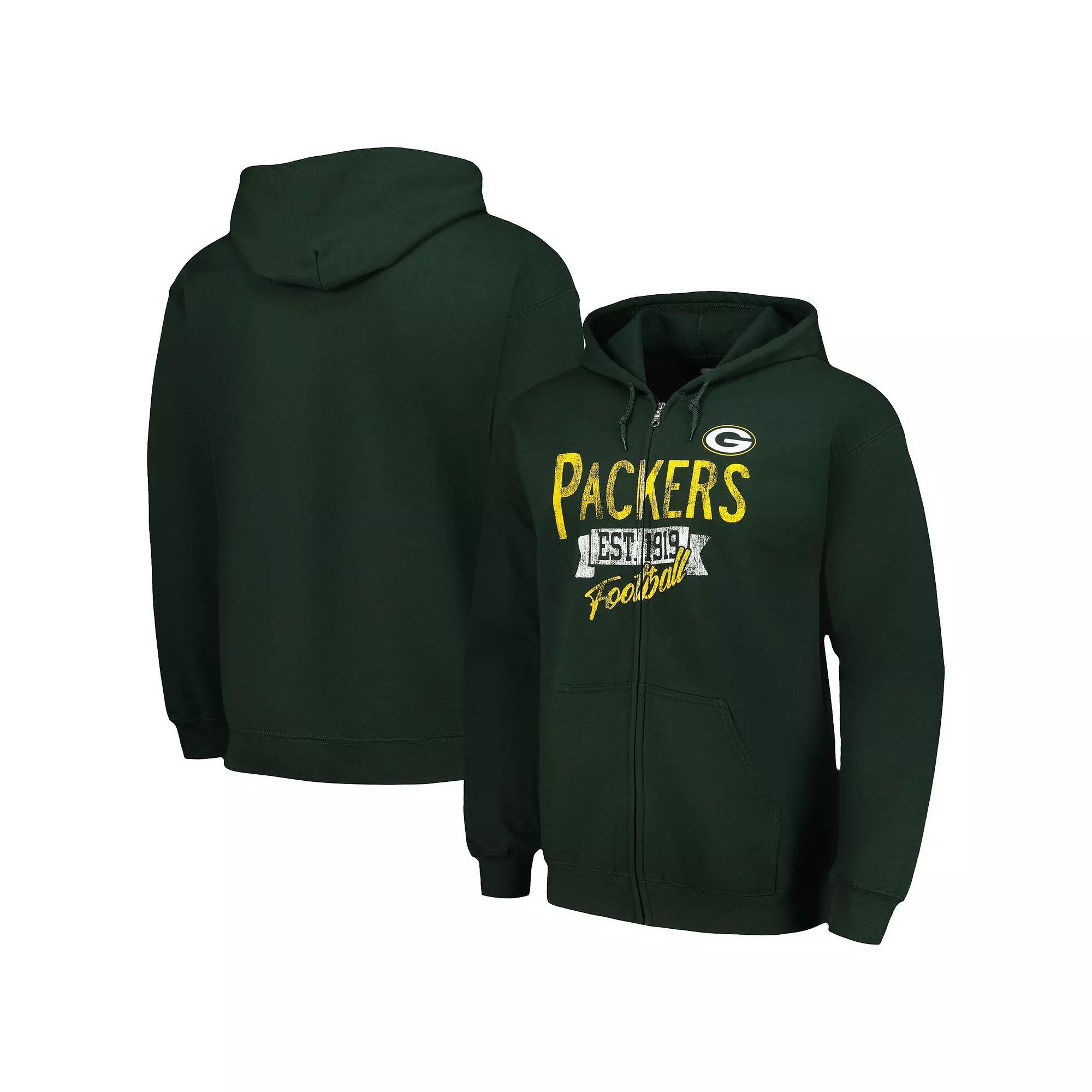 Men's Starter Green Green Bay Packers Domestic Post Season Full-Zip Hoodie,  Product Image