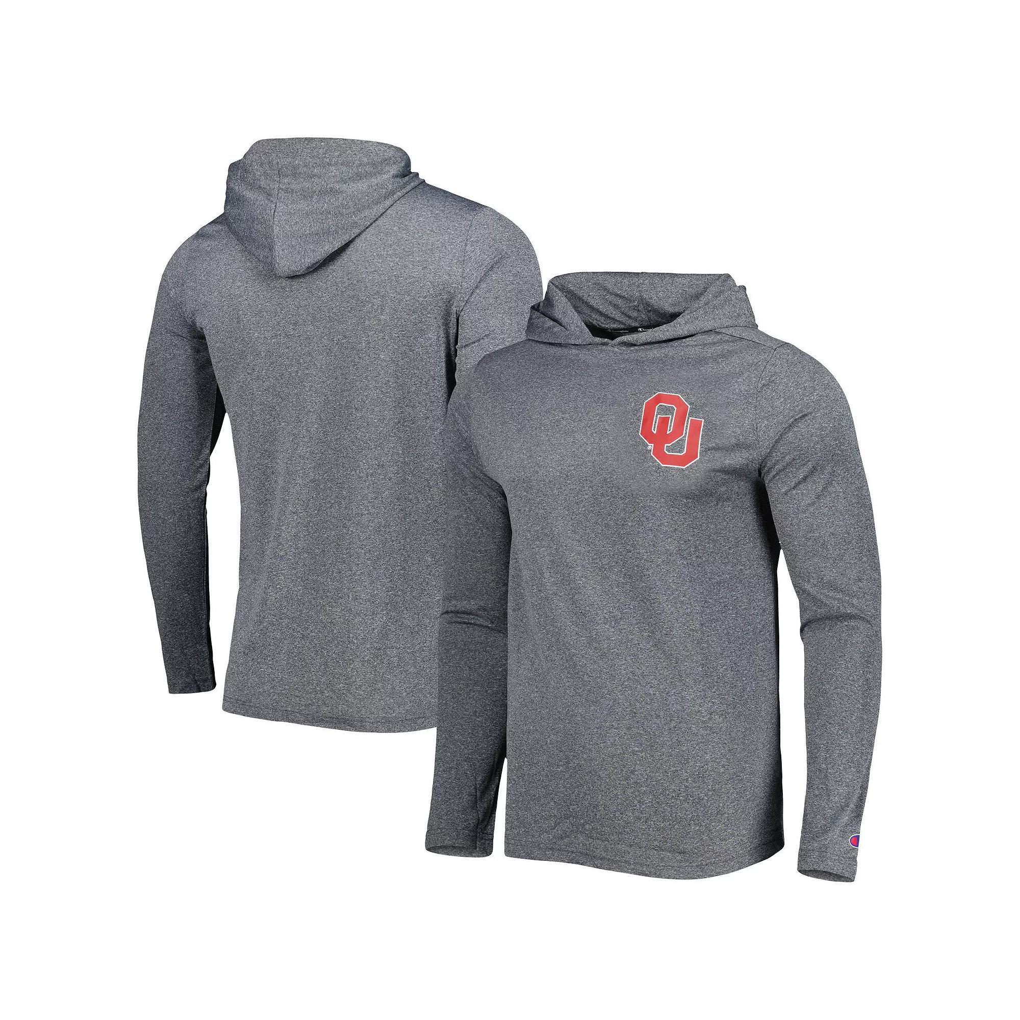Men's Champion Gray Oklahoma Sooners Hoodie Long Sleeve T-Shirt,  Product Image