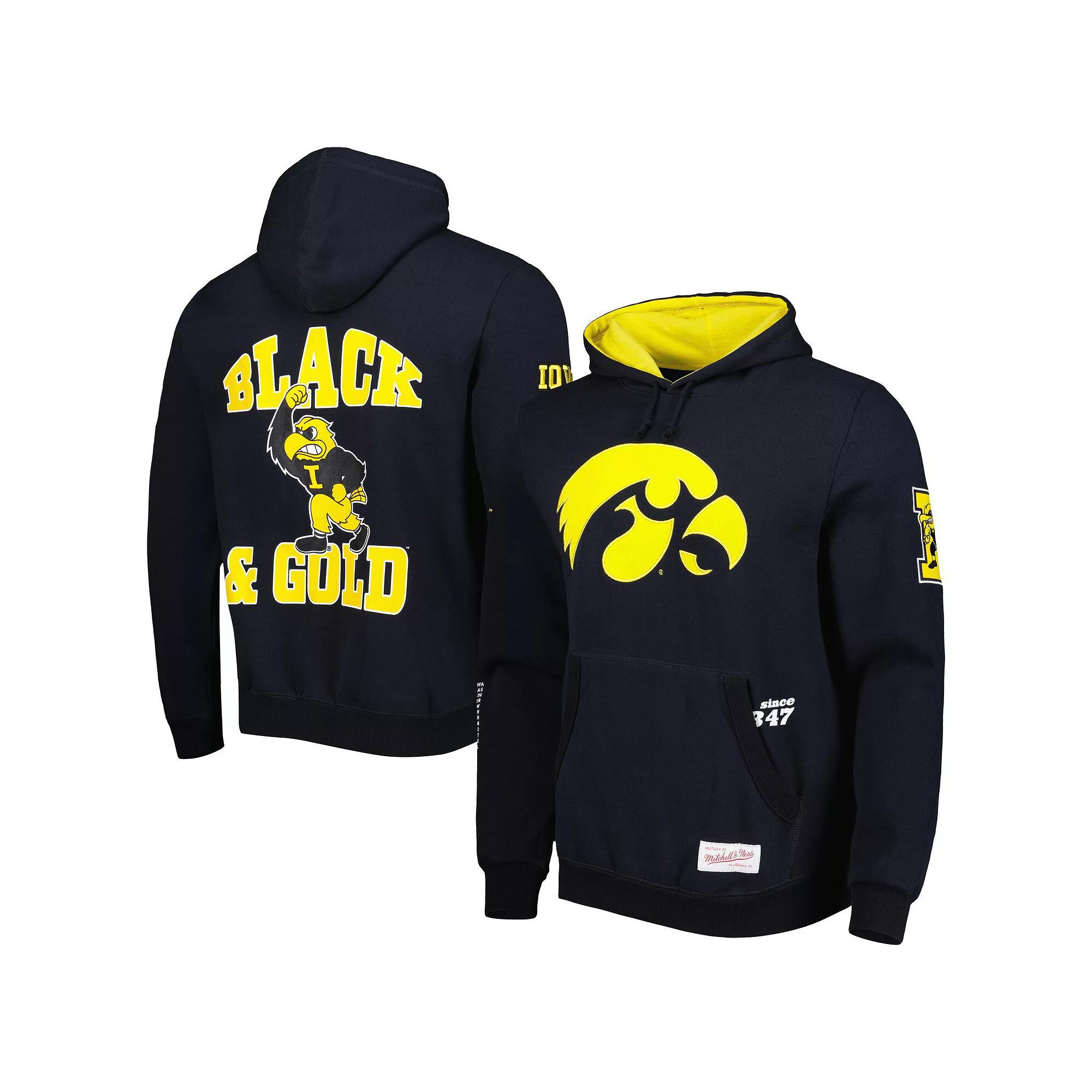 Men's Mitchell & Ness Black Iowa Hawkeyes Team Origins Pullover Hoodie, Size: Medium Product Image