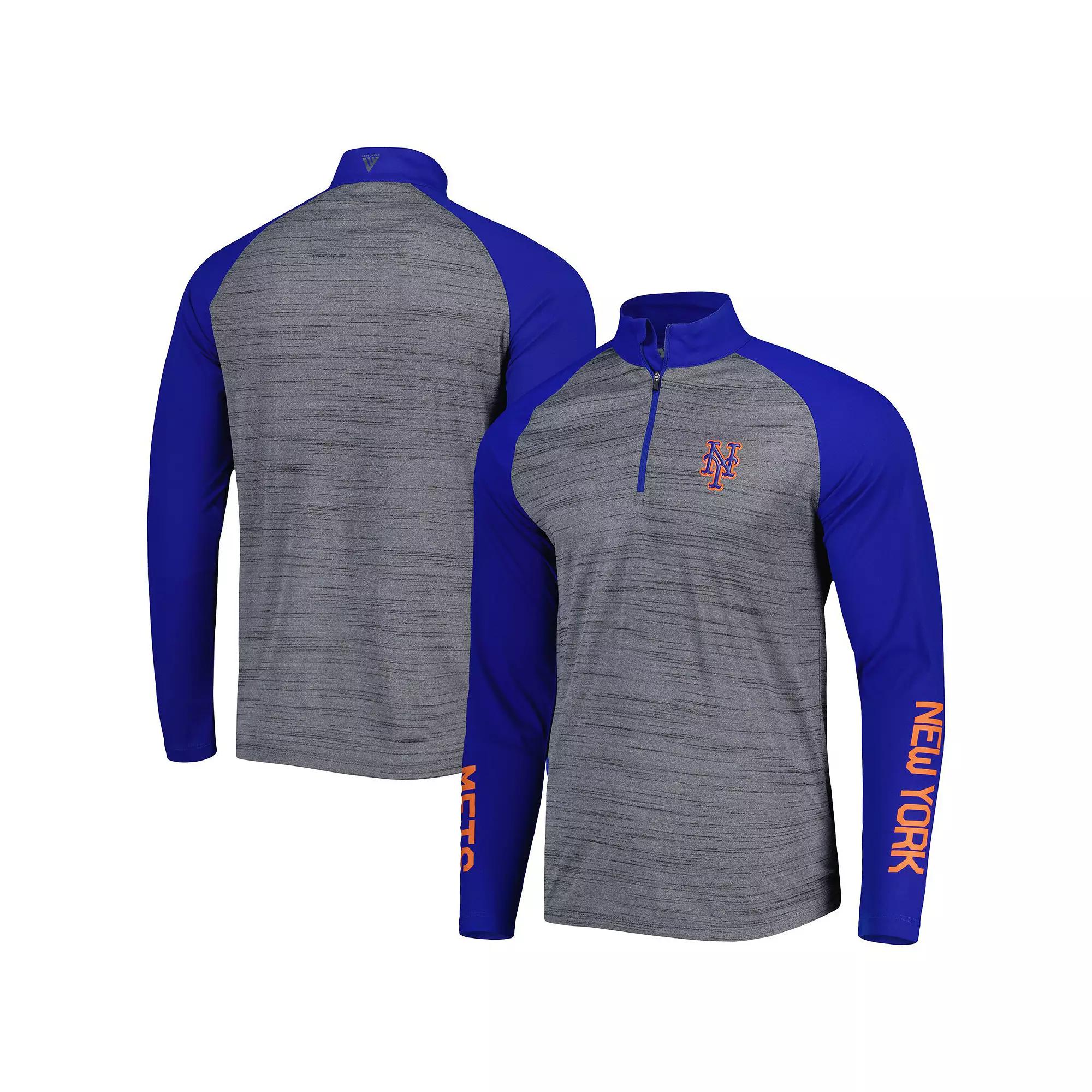 Men's Levelwear Heather Gray New York Mets Vandal Raglan Quarter-Zip Top, Size: 2XL, Grey Product Image