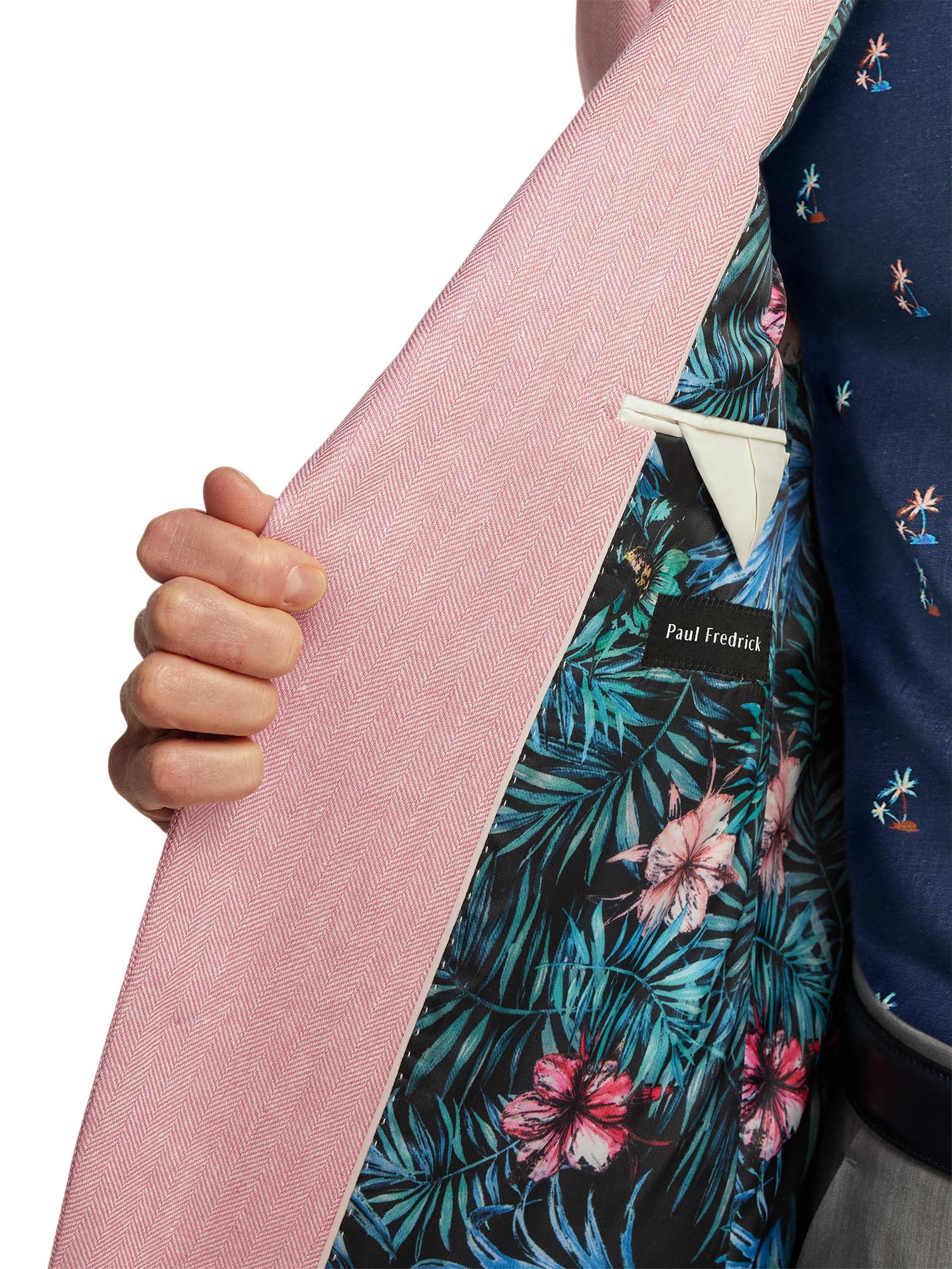 Linen Blend Herringbone Notch Lapel Sport Coat - Watermelon Product Image