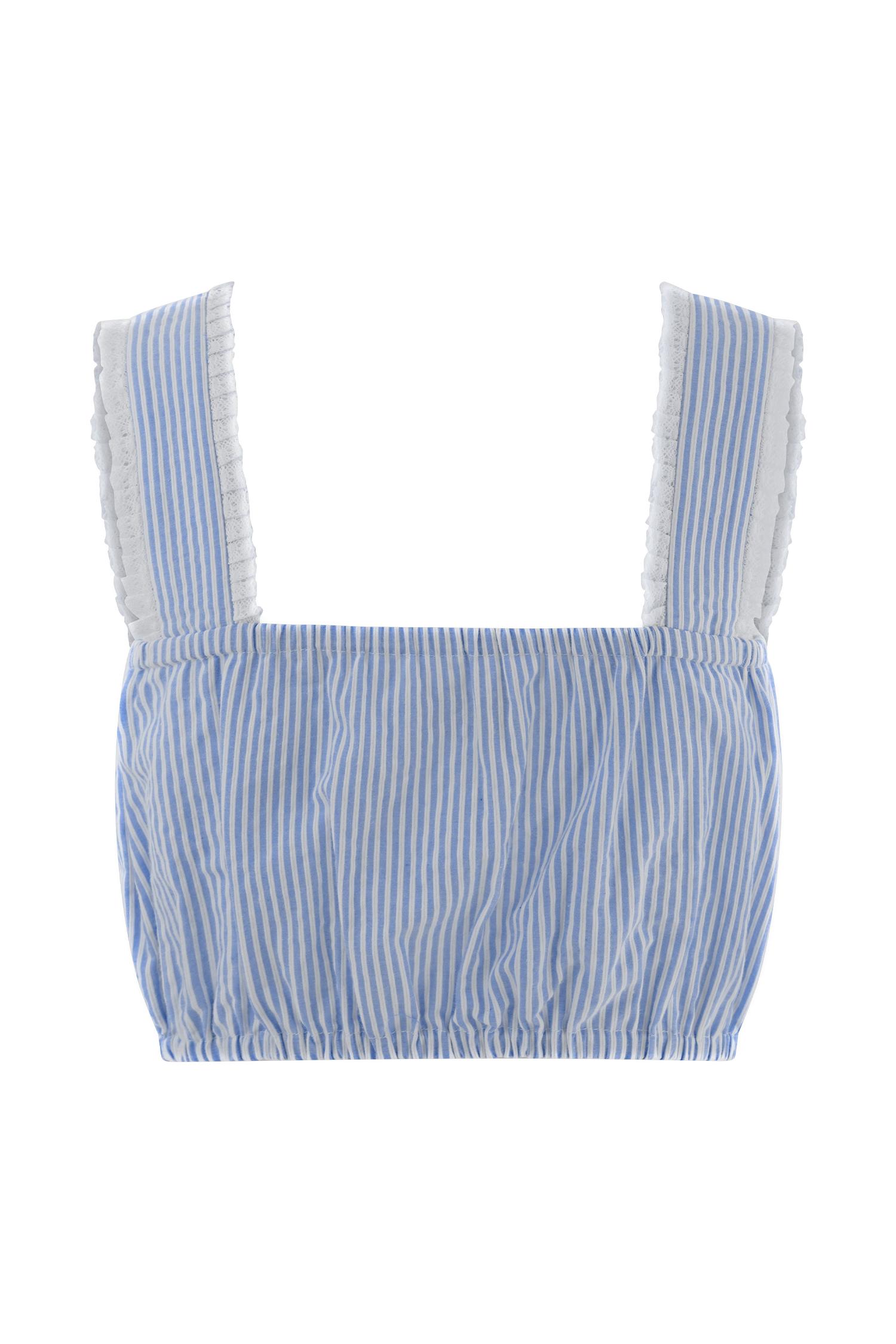 Gretel Sleeveless Crop Top - Blue Pinstripe Product Image