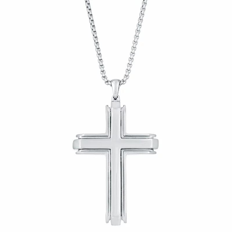 Men's LYNX Stainless Steel Cross Pendant Necklace, Size: 24" Product Image