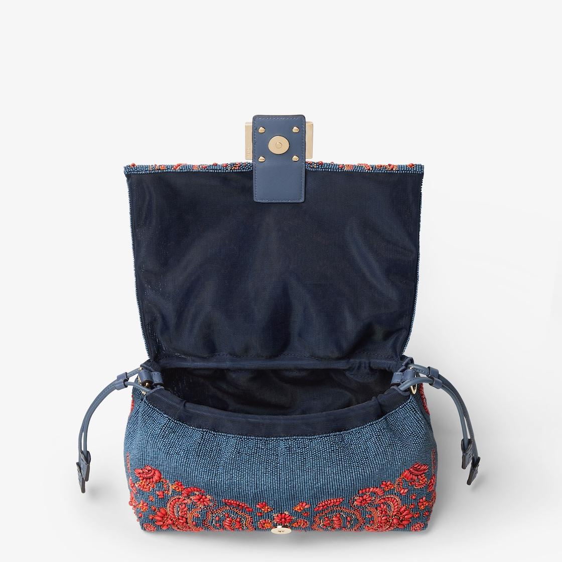 Mamma Baguette MediumBlue and red Coral Bandana embroidered bag Product Image