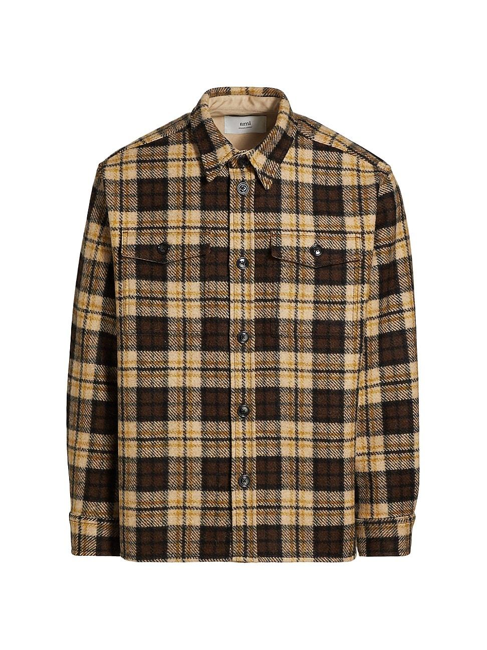 Mens Check Cotton Knit Overshirt Product Image