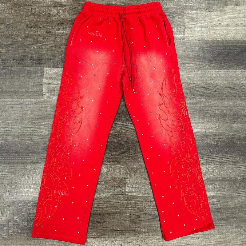 Vintage Polka Dots Fire Painted Flared Sweatpants Product Image