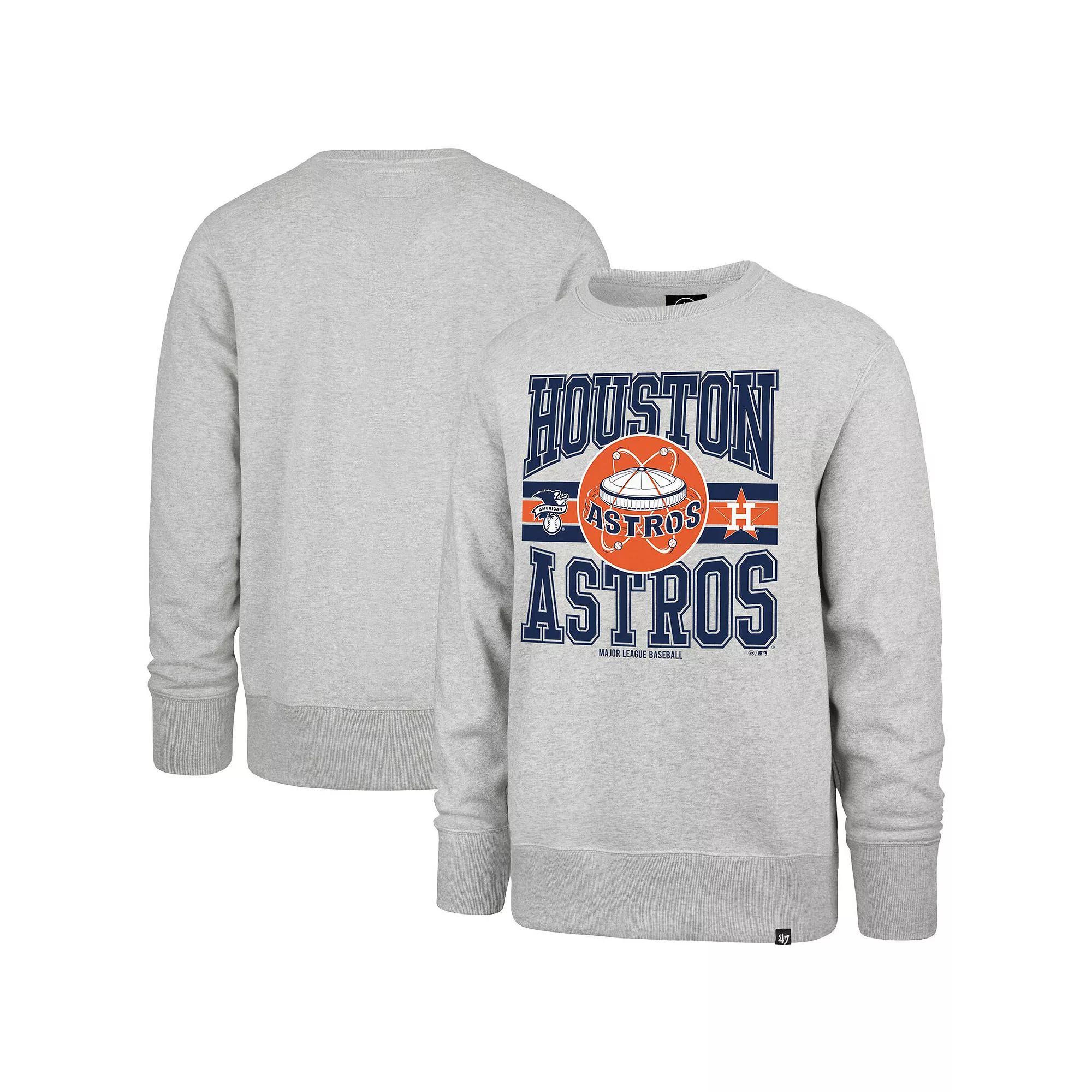 Men's '47  Gray Houston Astros Letters Headline Pullover Sweatshirt, Size: 3XL, Grey Product Image