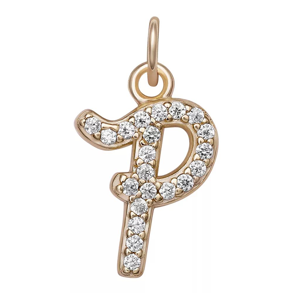 LC Lauren Conrad Sterling Silver Cubic Zirconia Initial Charm, Womens, Gold Tone O Product Image