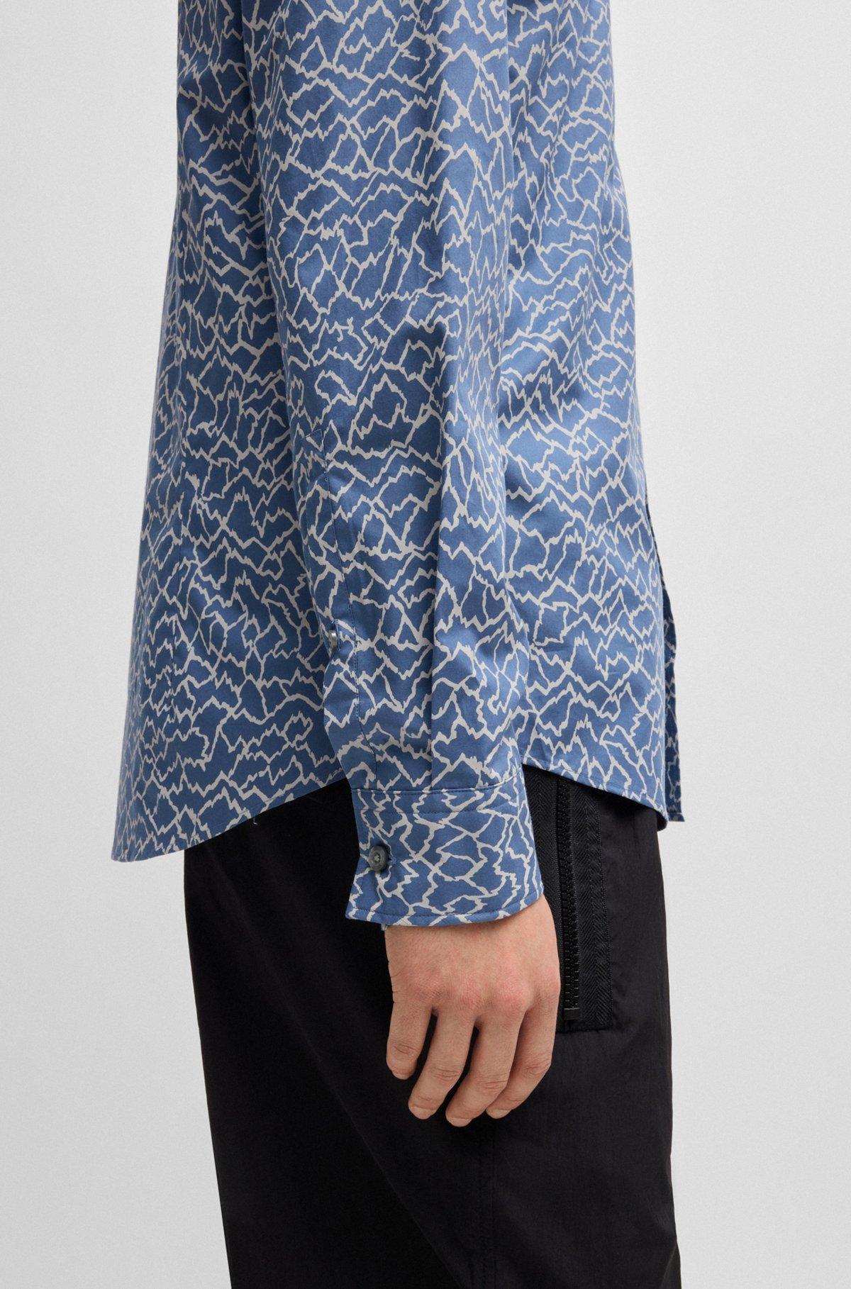 Slim-fit shirt in abstract print cotton Product Image