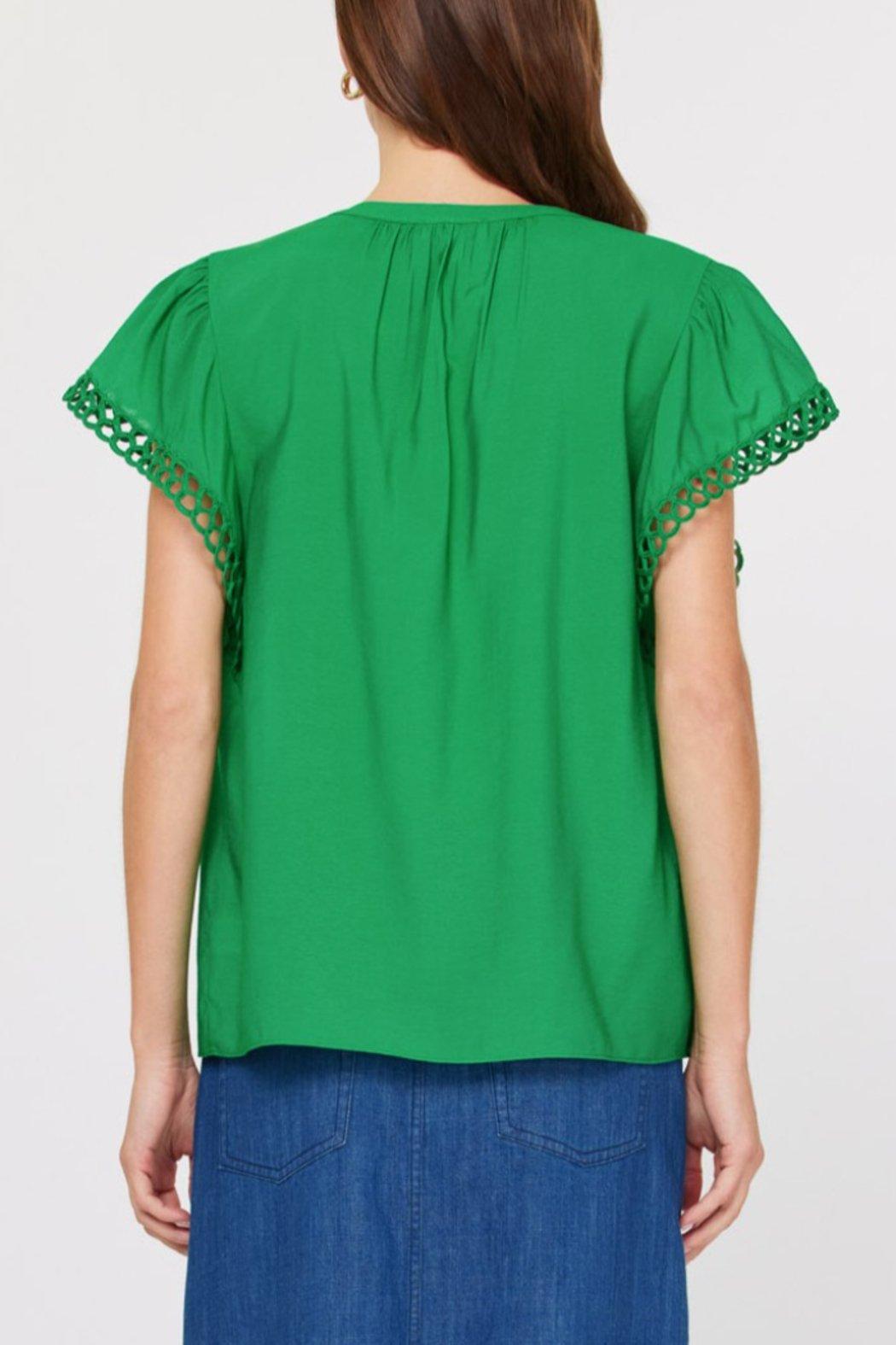 Split Neck Top With Detailed sleeve Product Image