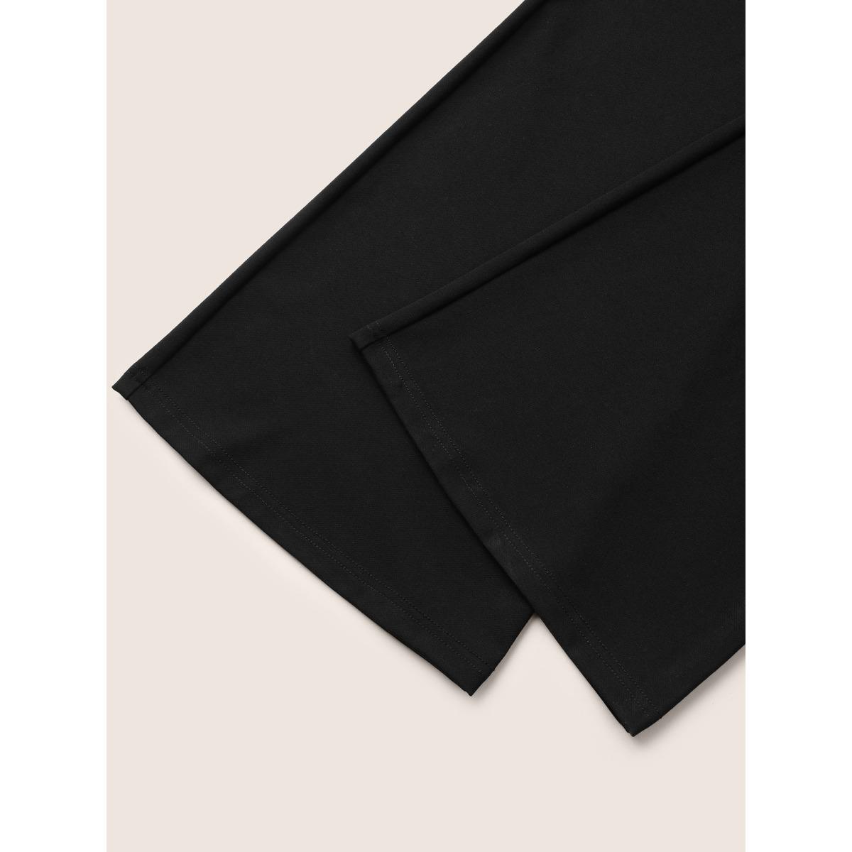 Plus Size Flare Leg Crossover Detail Elastic Waist Pants Women Black Elegant Flare Leg High Rise Everyday Pants BloomChic 18-20/2X Product Image