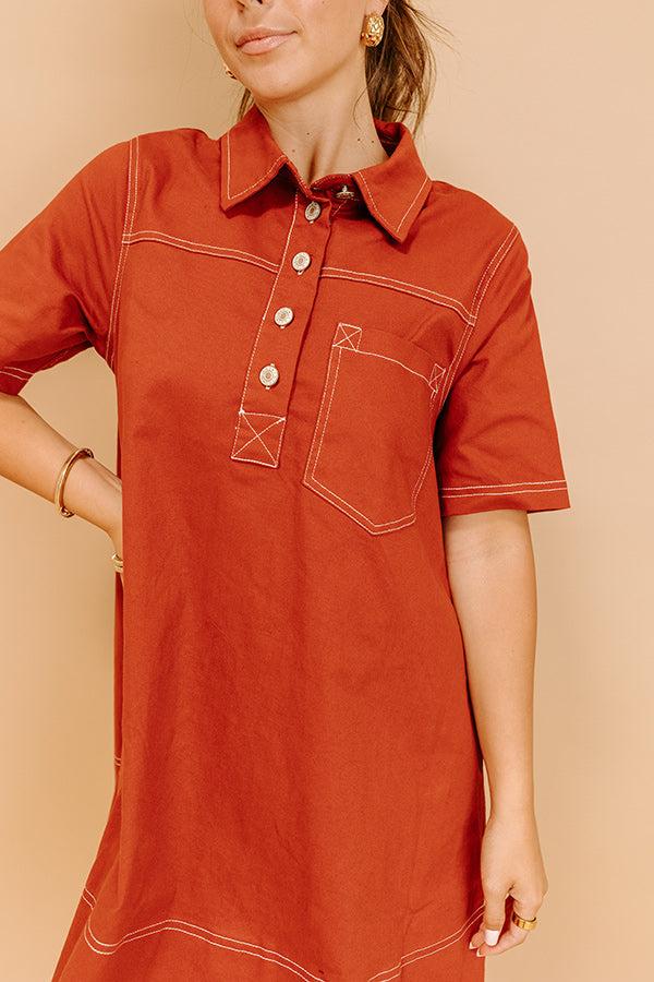 Cafe On Fifth Denim Mini Dress in Rust Product Image