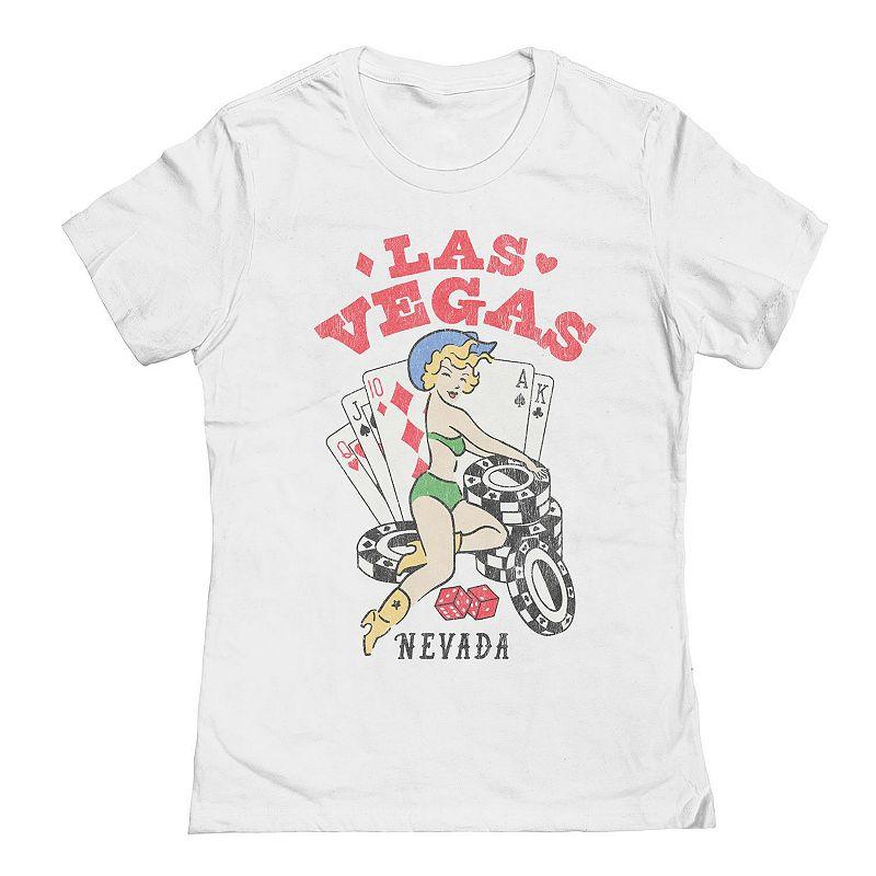 Junior's LAS Vegas NV Pinup Graphic Tee, Girl's, Size: Large, White Product Image