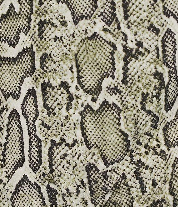 Anne Klein Snake Print Round Neck Pleated Short Sleeve Blouse Product Image