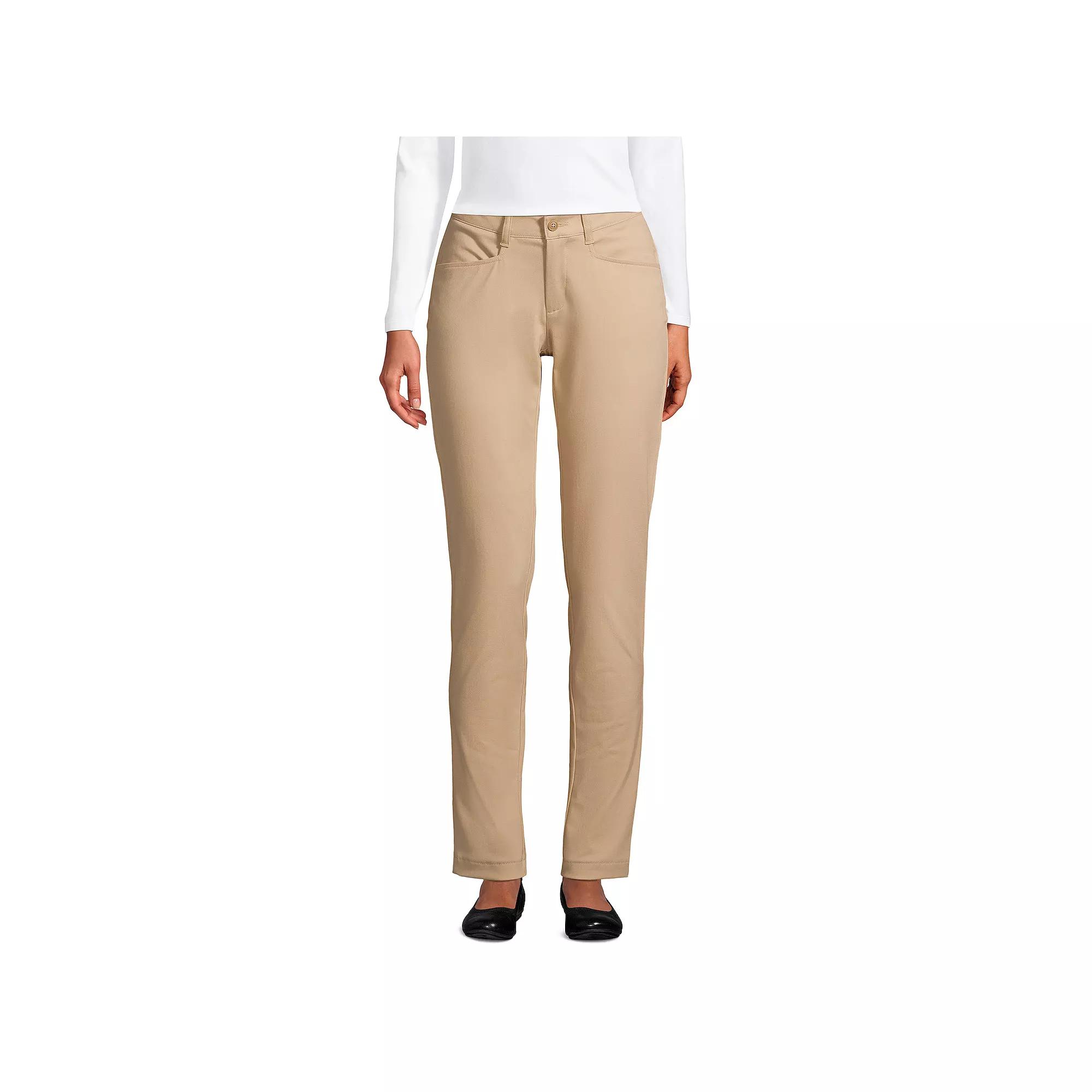Women's Lands' End School Uniform Stretch Pencil Chino Pants, Size: 2, Green Product Image