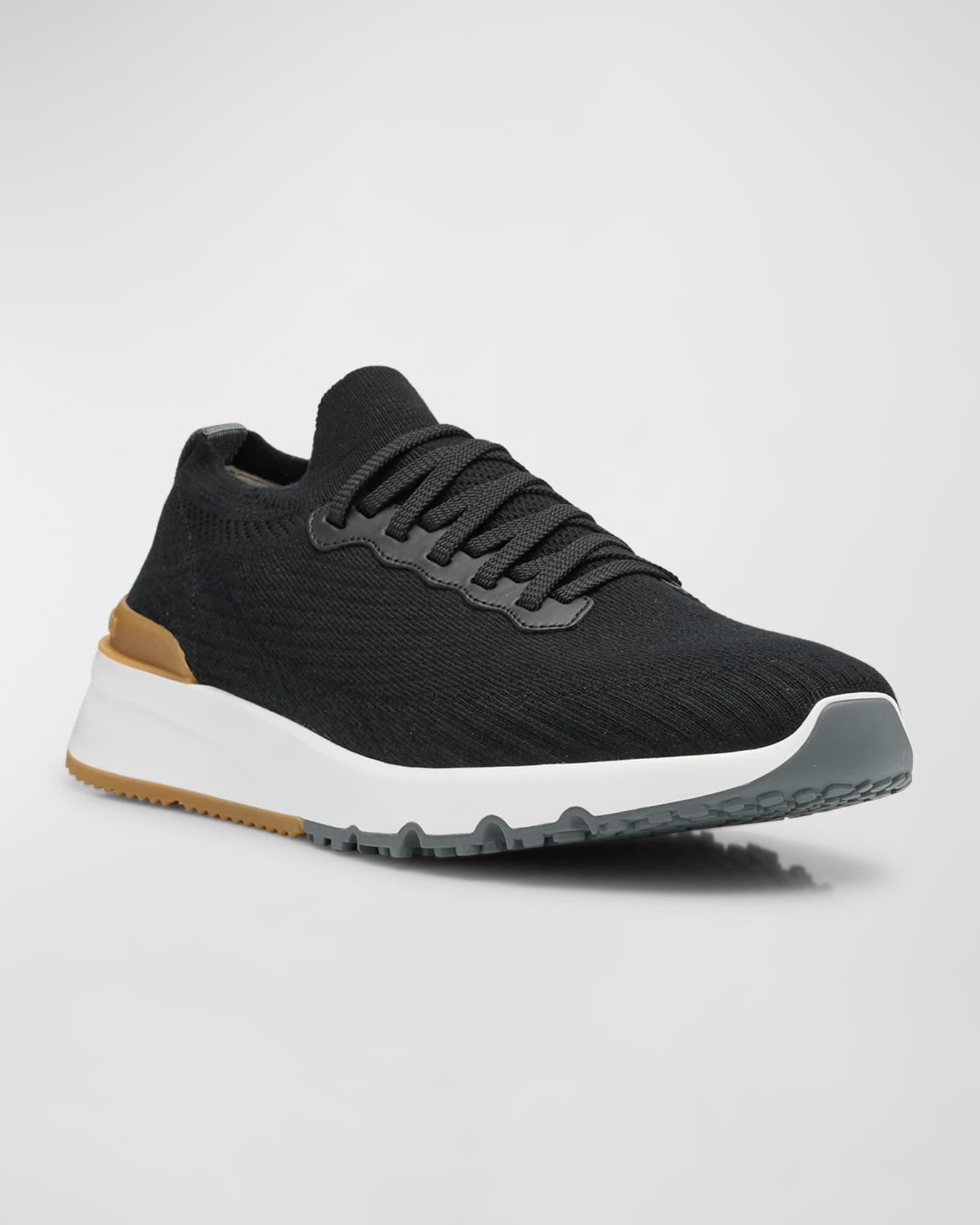 Men's Grained Calfskin Low-Top Sneakers Product Image