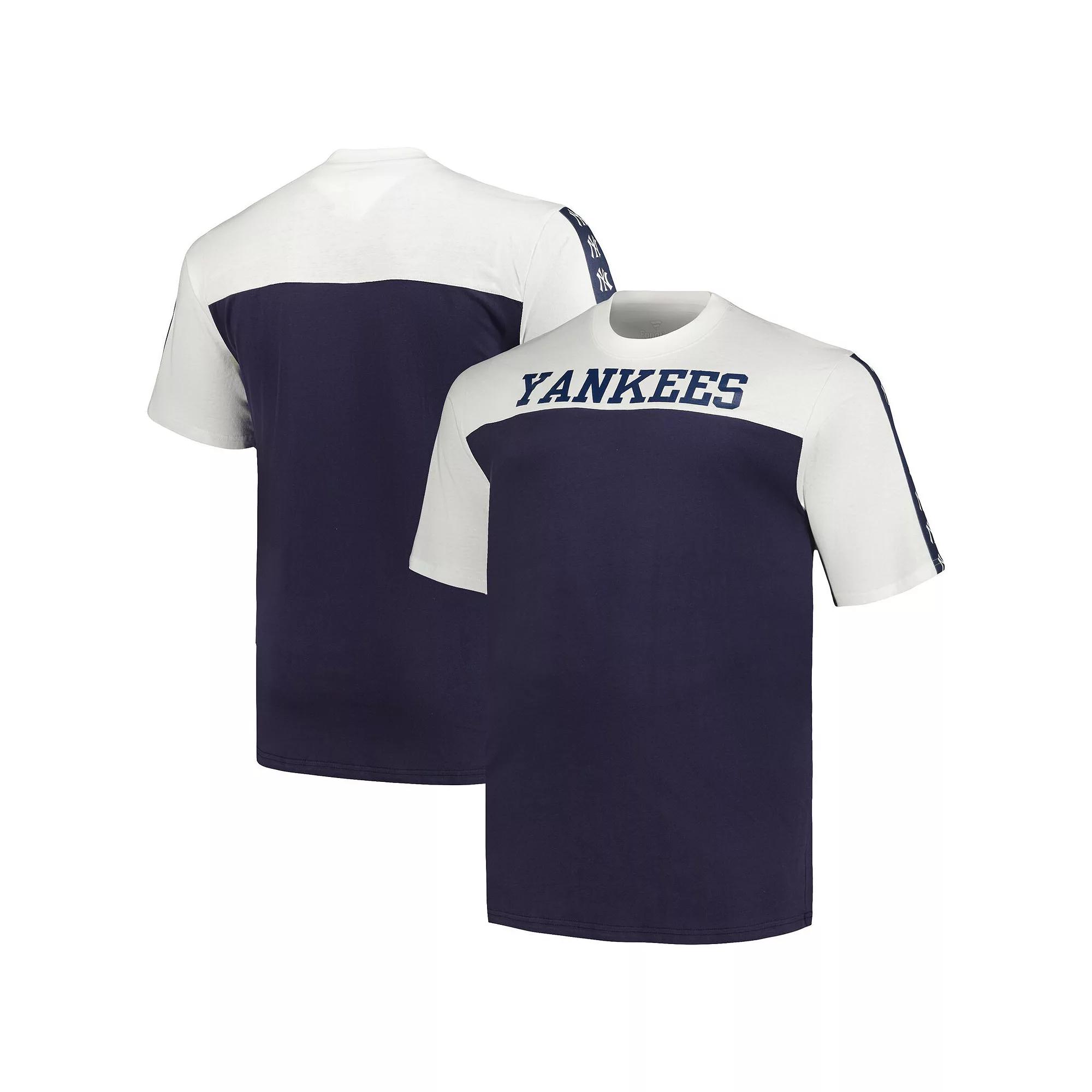 Men's Profile White/Navy New York Yankees Big & Tall Yoke Knit T-Shirt, Size: 4XLT Product Image
