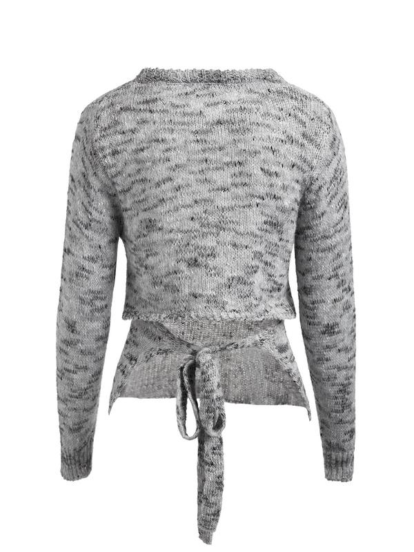 Cutout Lace Up Long Sleeve Knit Product Image