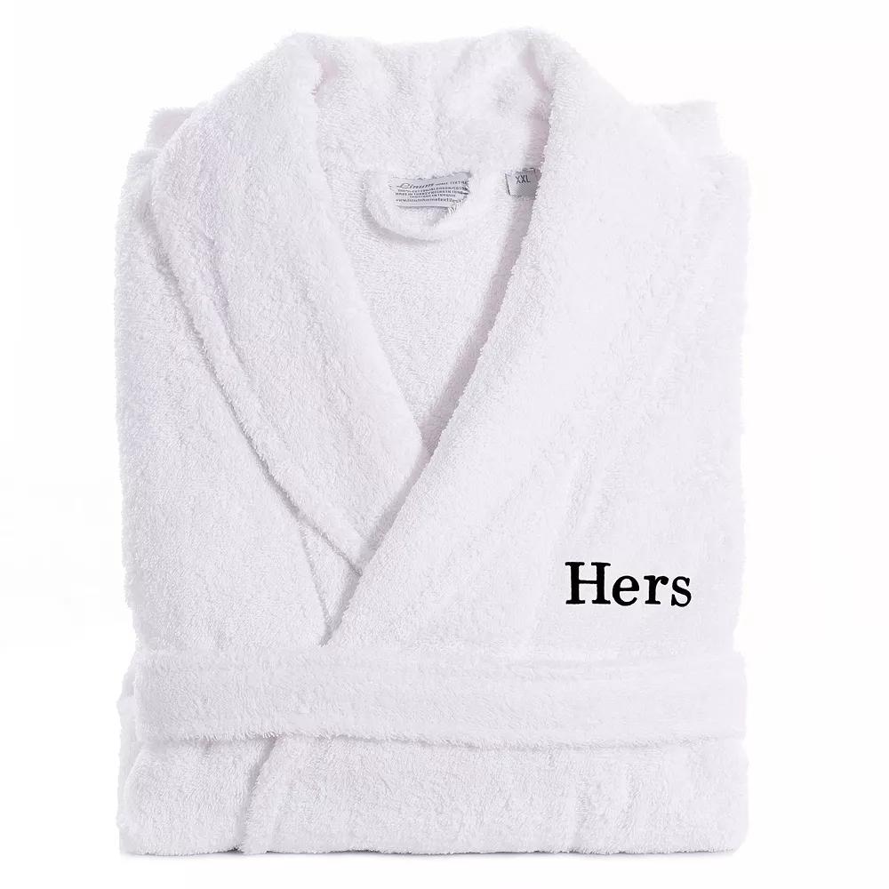 Women's Linum Home Textiles Turkish Cotton Embroidered ''Hers'' Terry Bathrobe,  Product Image