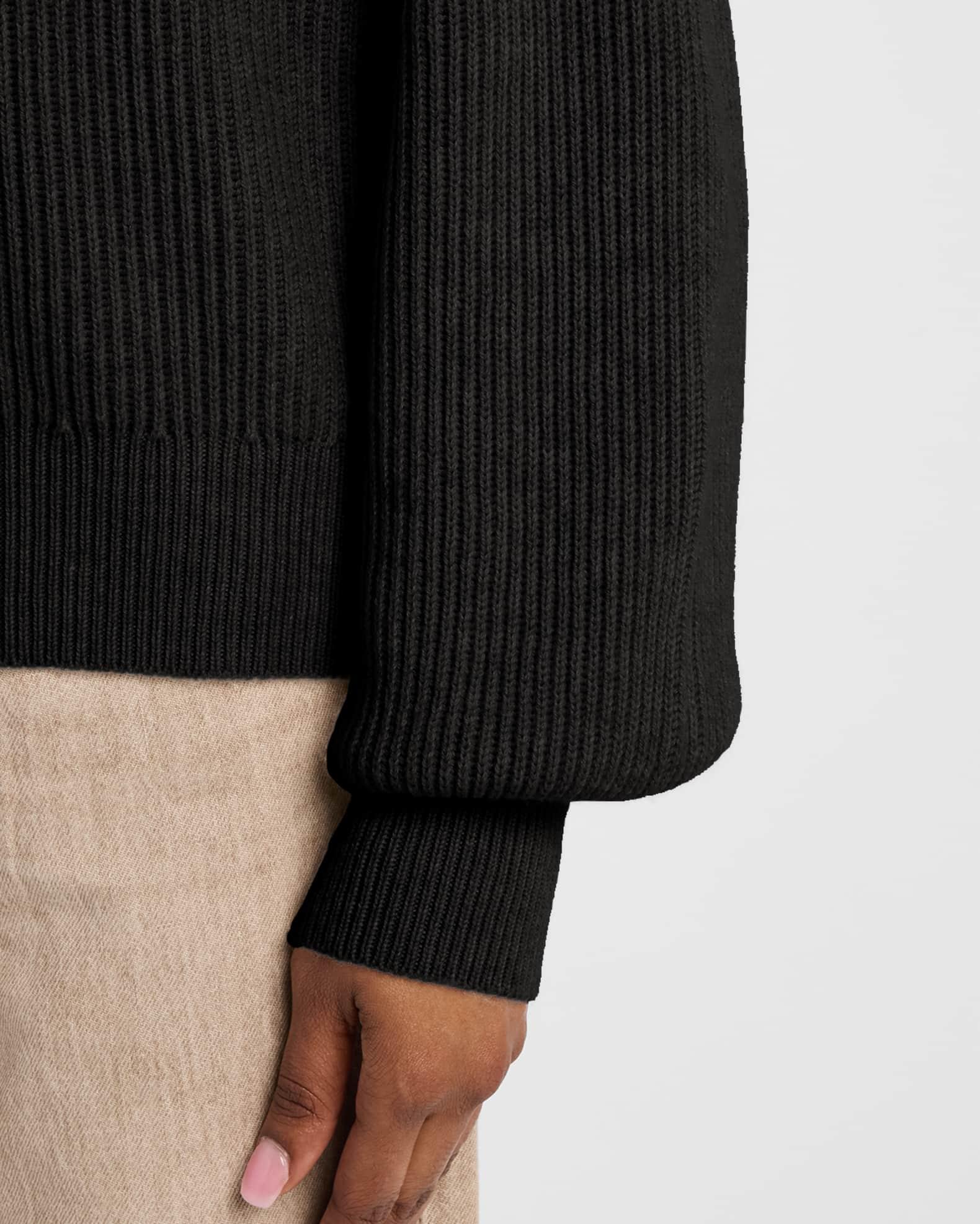 Monili-Cuff Cashmere Rib Crewneck Sweater Product Image